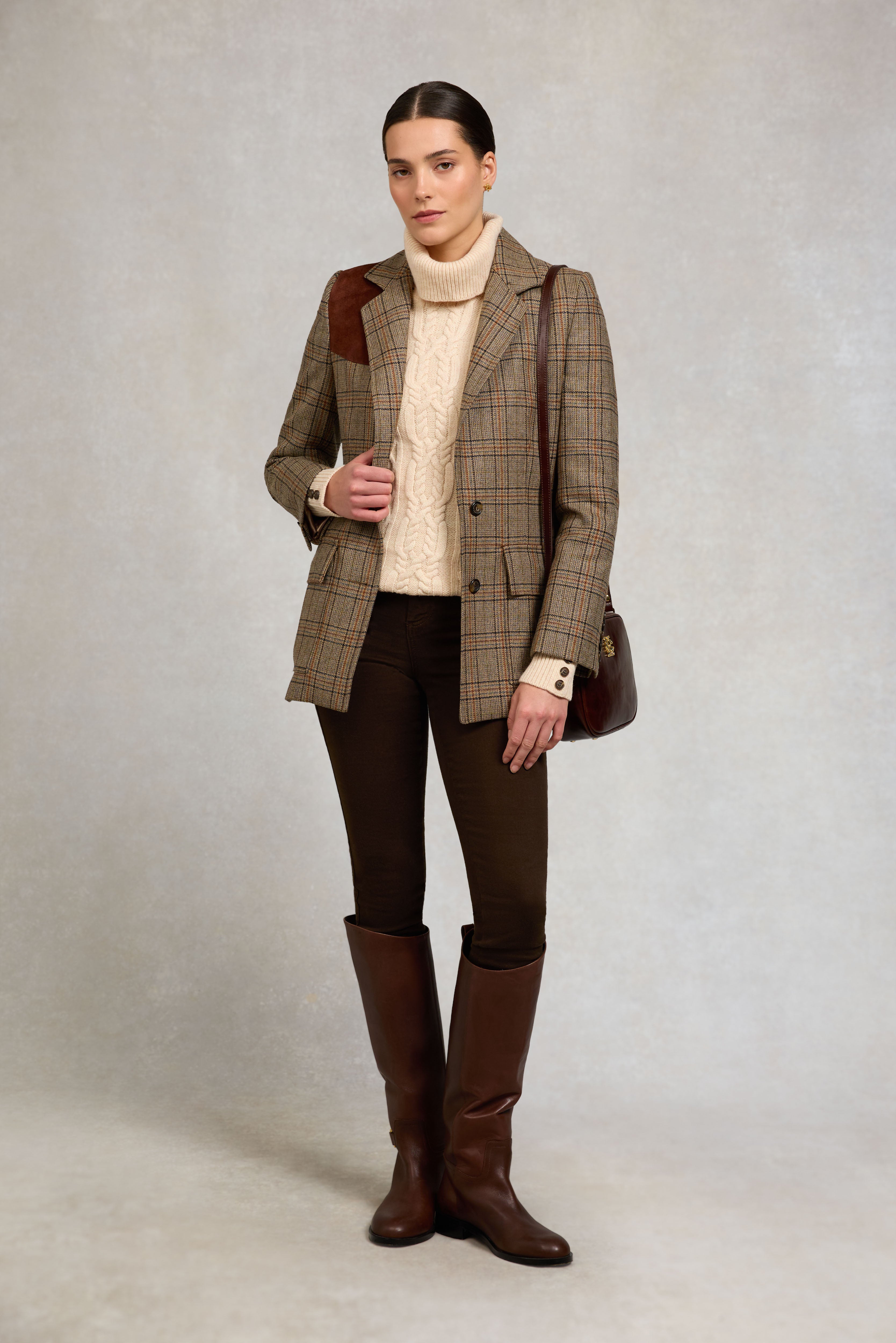 Veste en tweed marron blazer en tweed pour femme Veste en tweed marron blazer en tweed pour femme