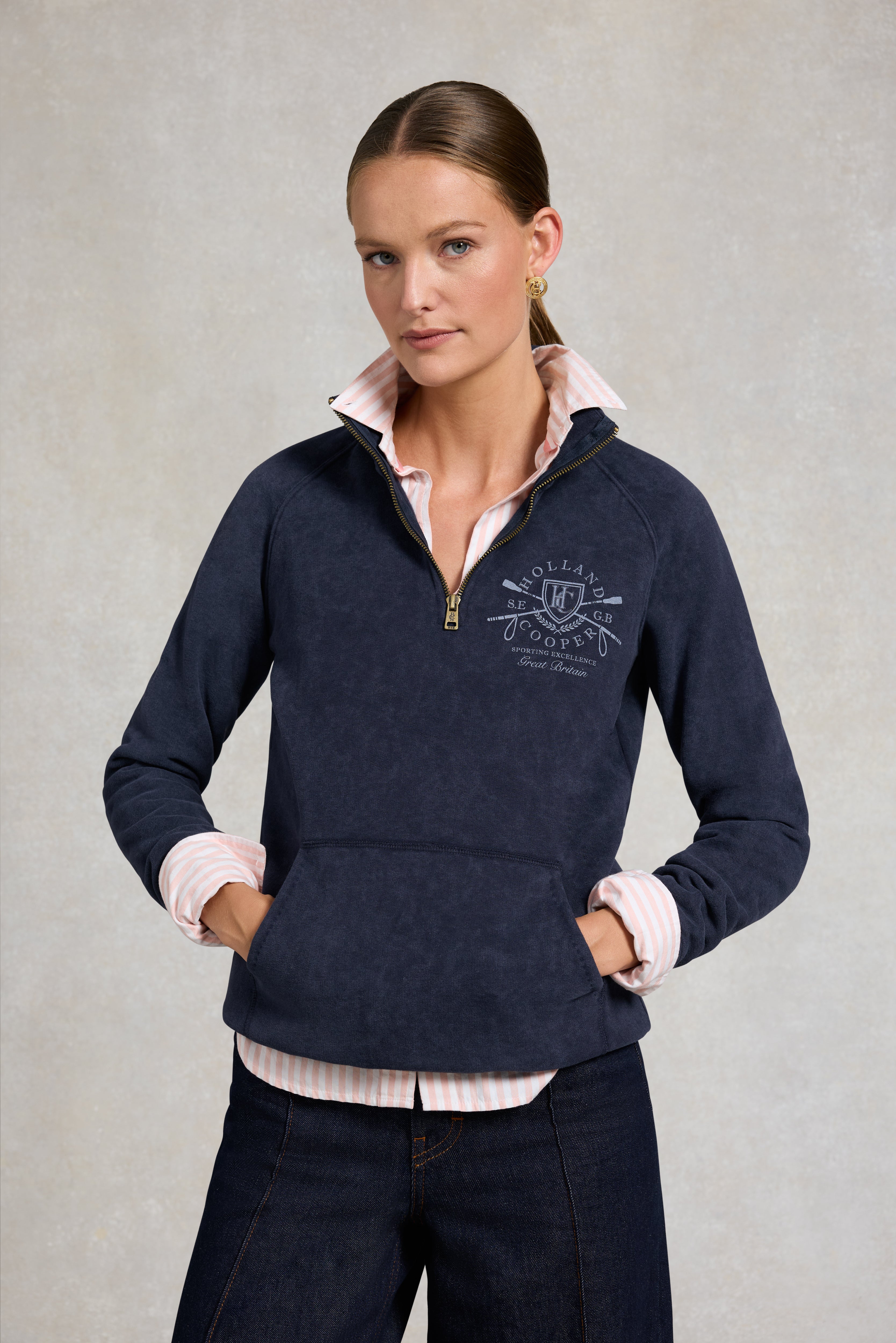 Crest Zip Henley (Ink Navy) – Holland Cooper ®