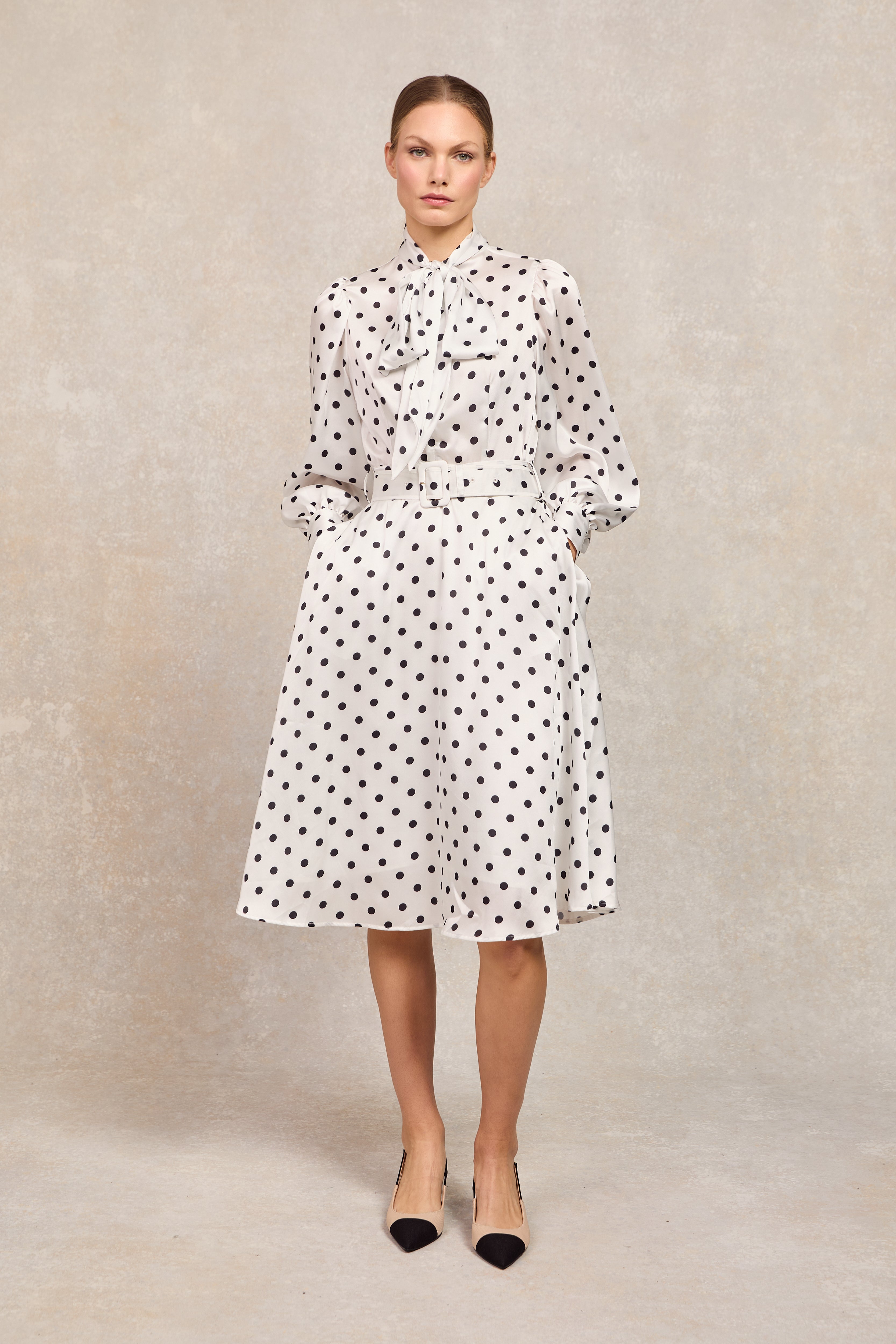 Ariella Midi Dress (White Black Polka Dot) – Holland Cooper