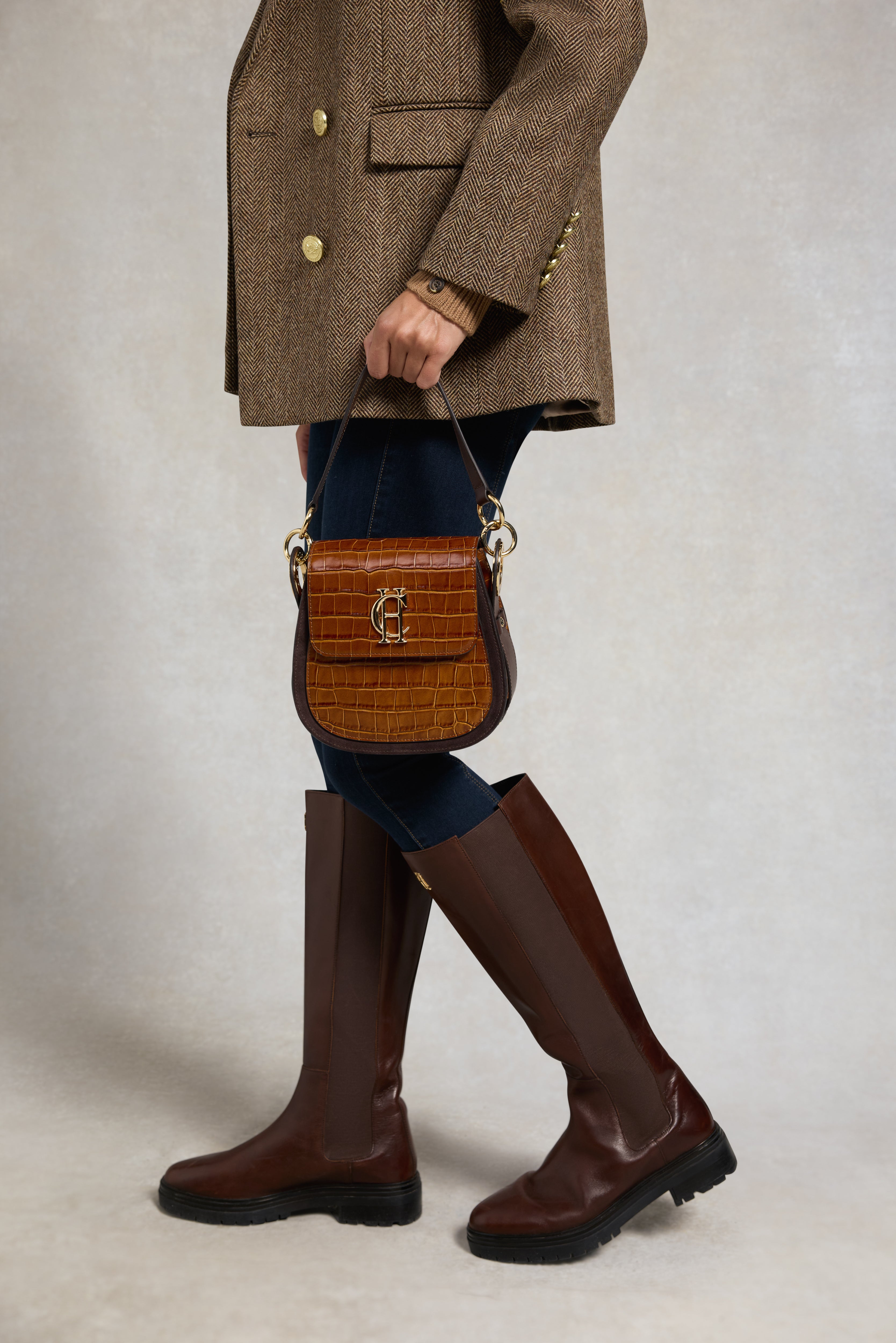 Chelsea Saddle Bag (Tan Croc) – Holland Cooper ®