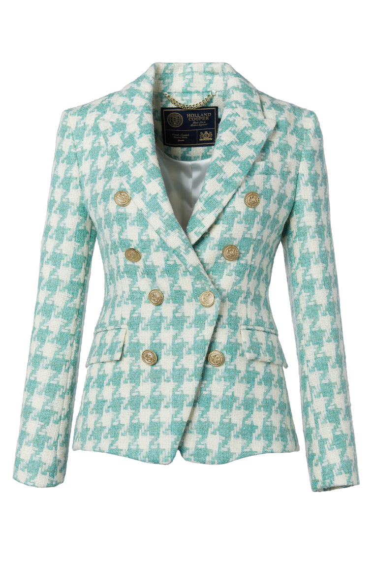 The Large Scale Teal Houndstooth Suit