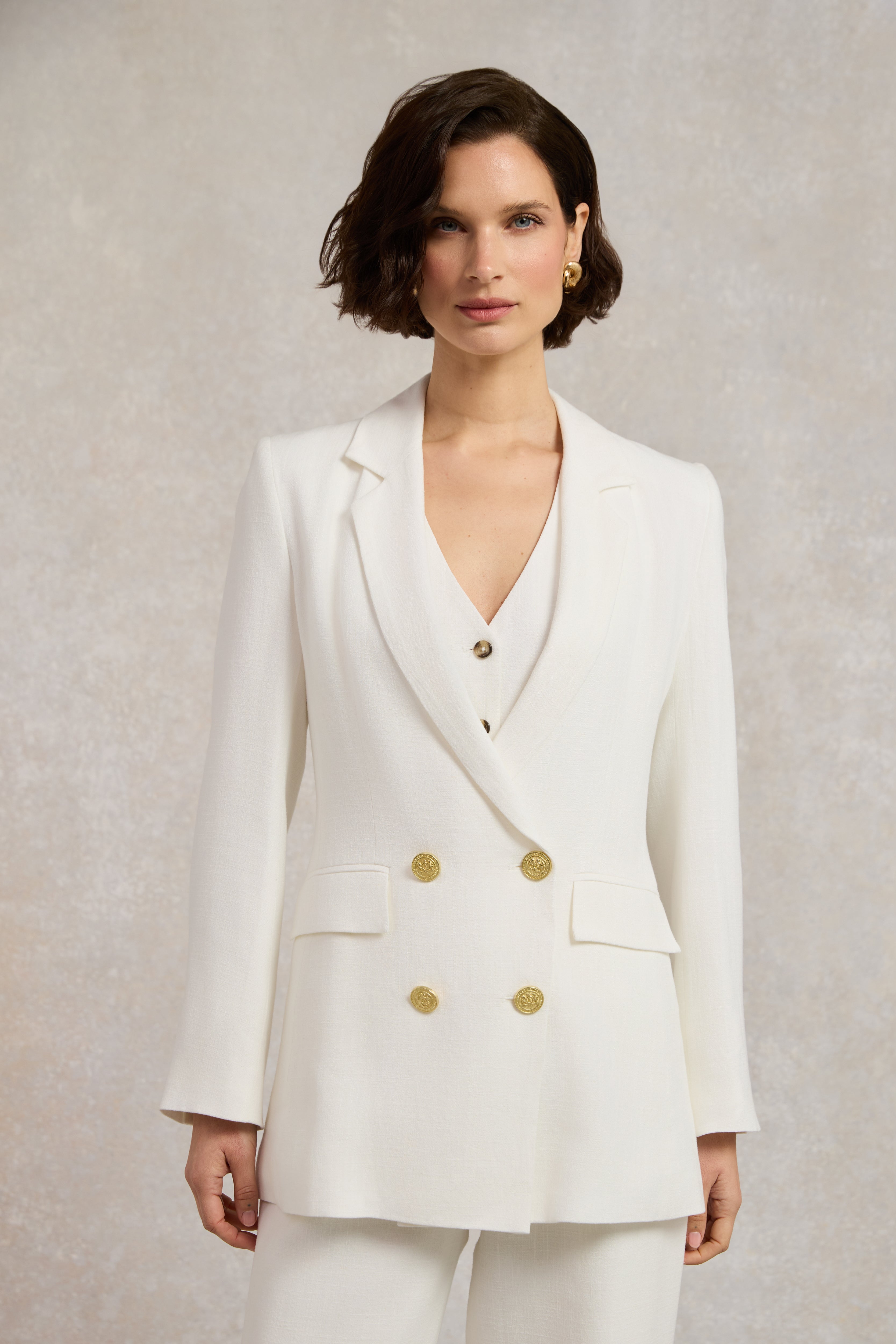 Double Breasted Blazer (Oyster Linen)