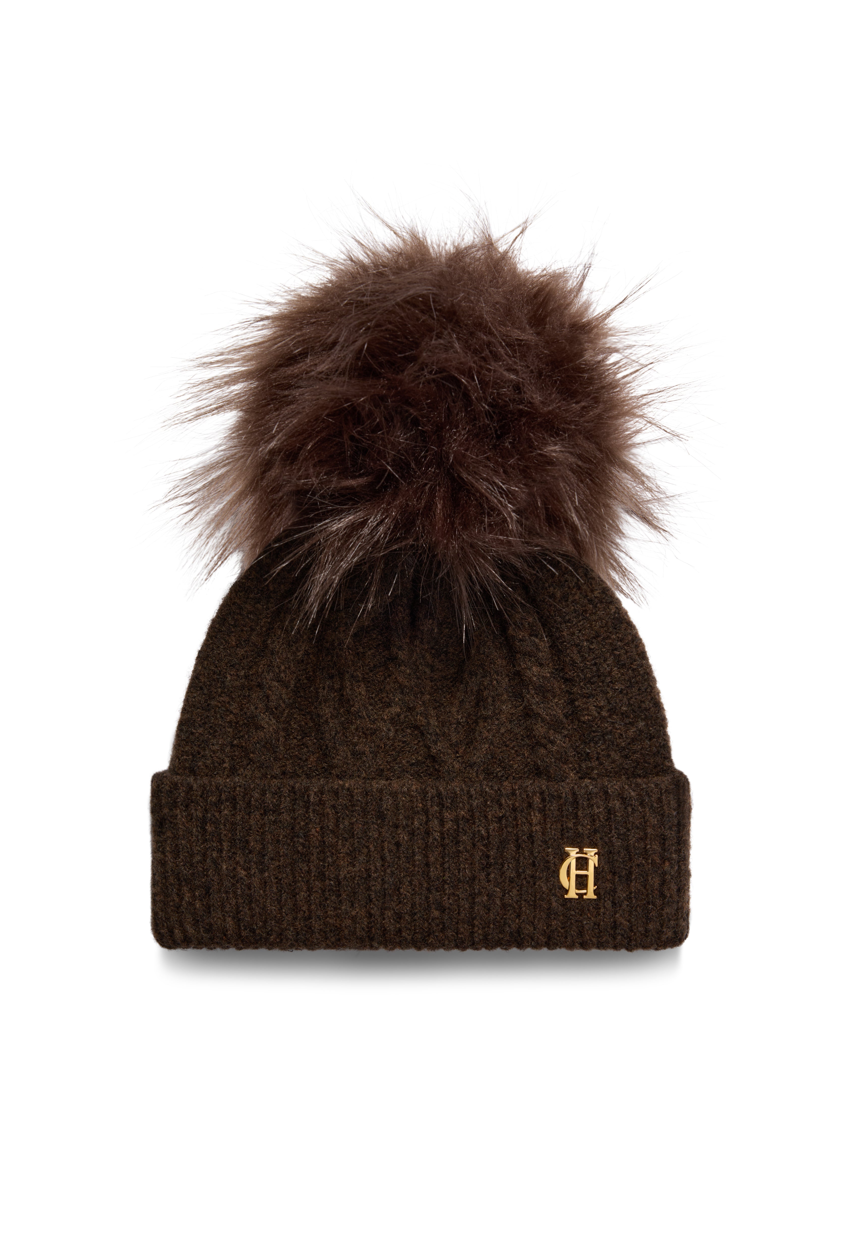 Sloane Cable Bobble Hat (Chocolate) – Holland Cooper ®