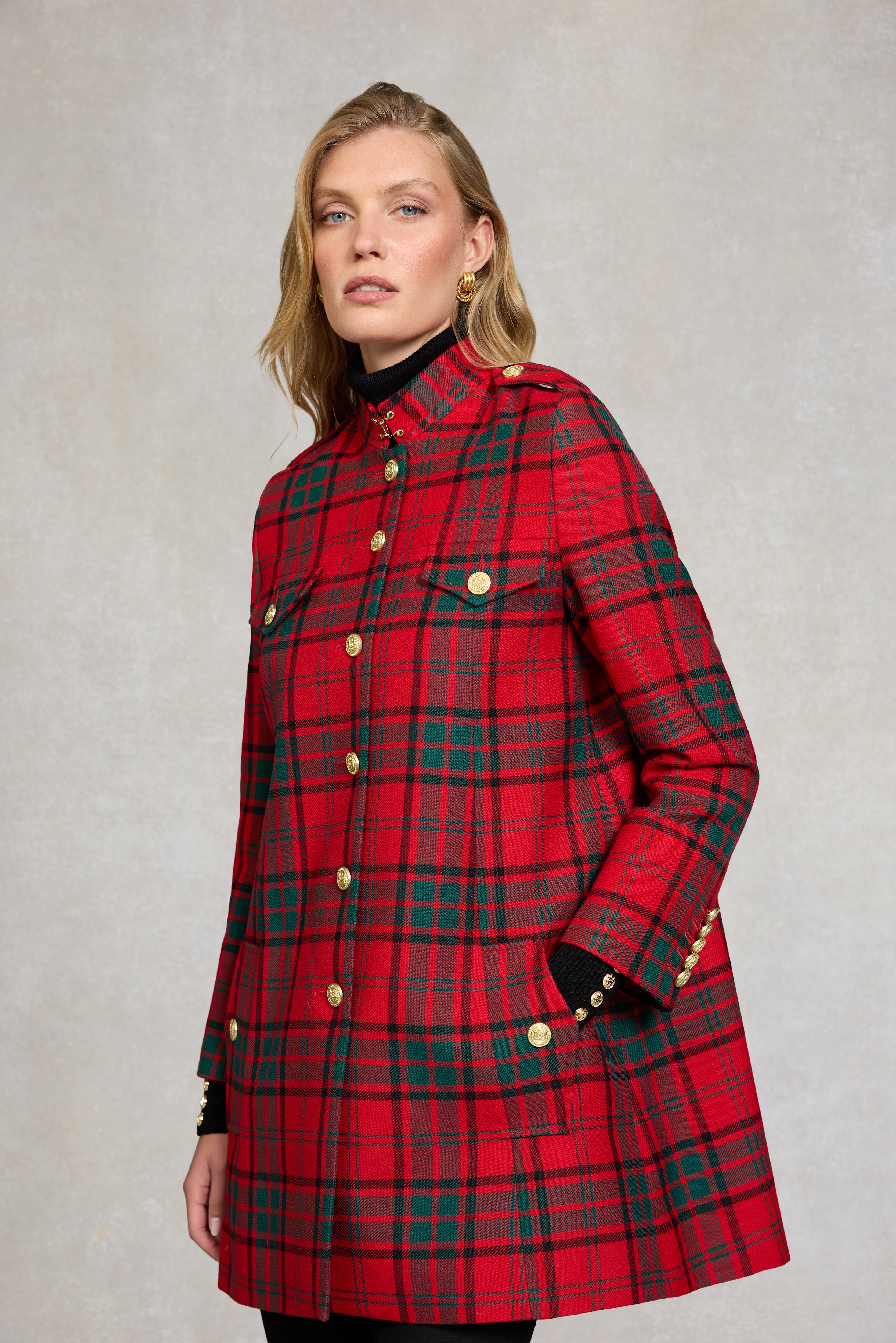 Highbury Cape Coat (Red Tartan) – Holland Cooper ®