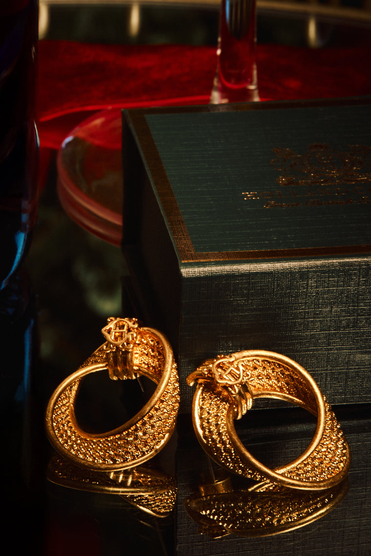 Heritage Textured Hoop Earrings (Vintage Gold)