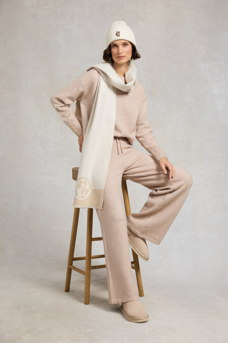 Jacquard Scarf (Cream Taupe)