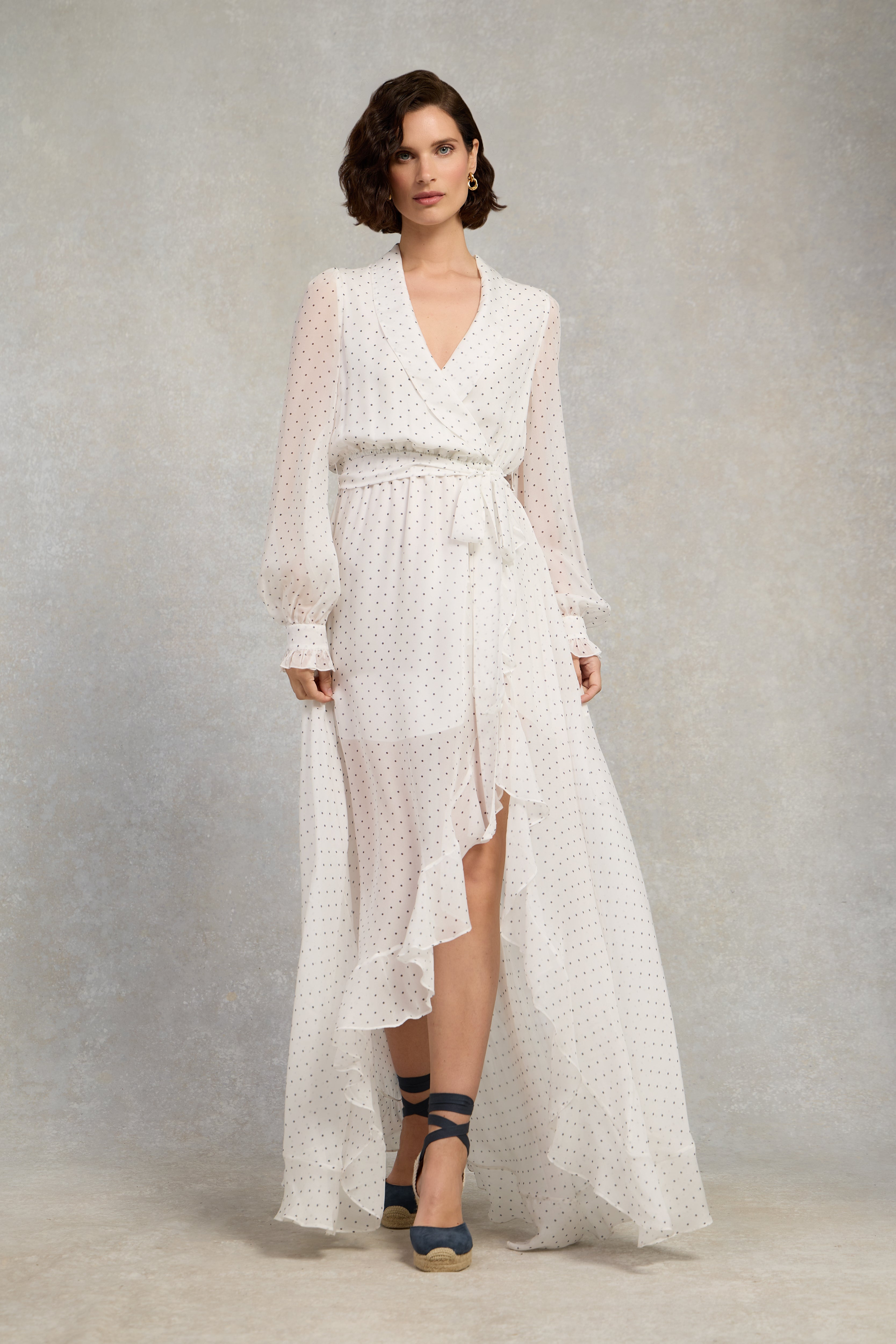 ecru maxi dress Ellisa Maxi Dress (Ecru Polka Dot)