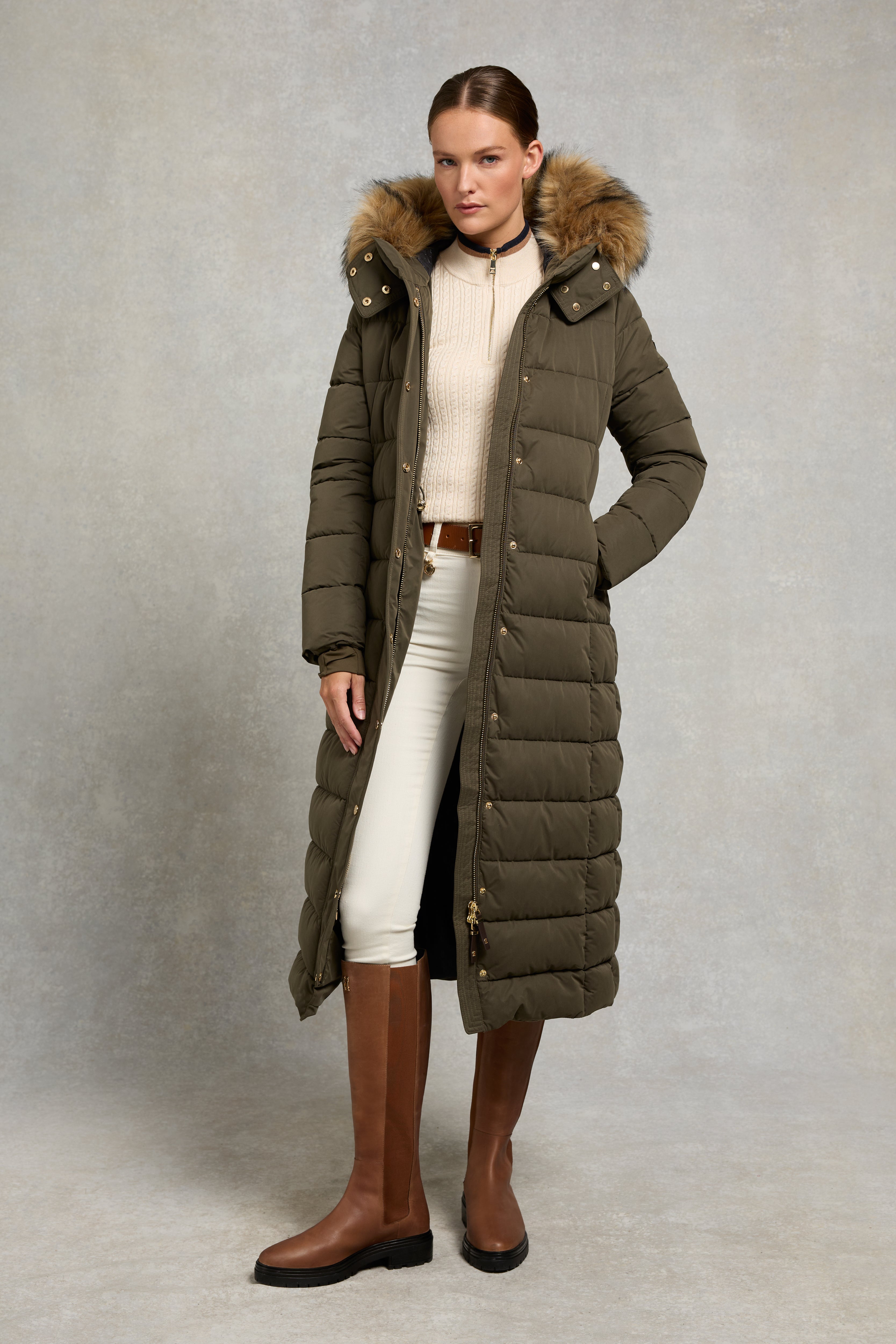 Stoneleigh Longline Coat (Heritage Khaki) – Holland Cooper ® - Main Image