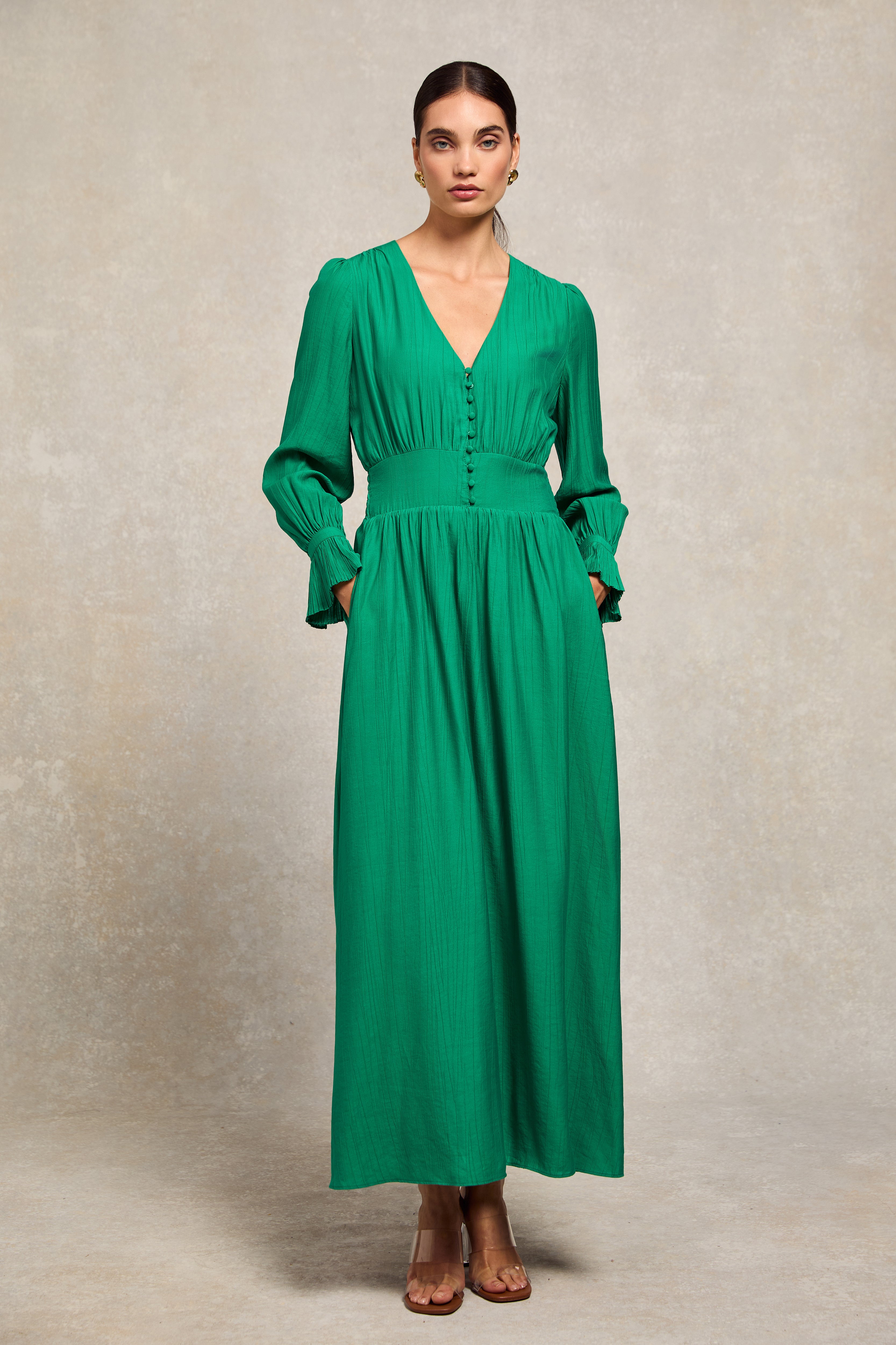 Phoebe V-Neck Maxi Dress (Jewel Green) Holland Cooper Phoebe V-Neck Maxi Dress (Jewel Green) Holland Cooper