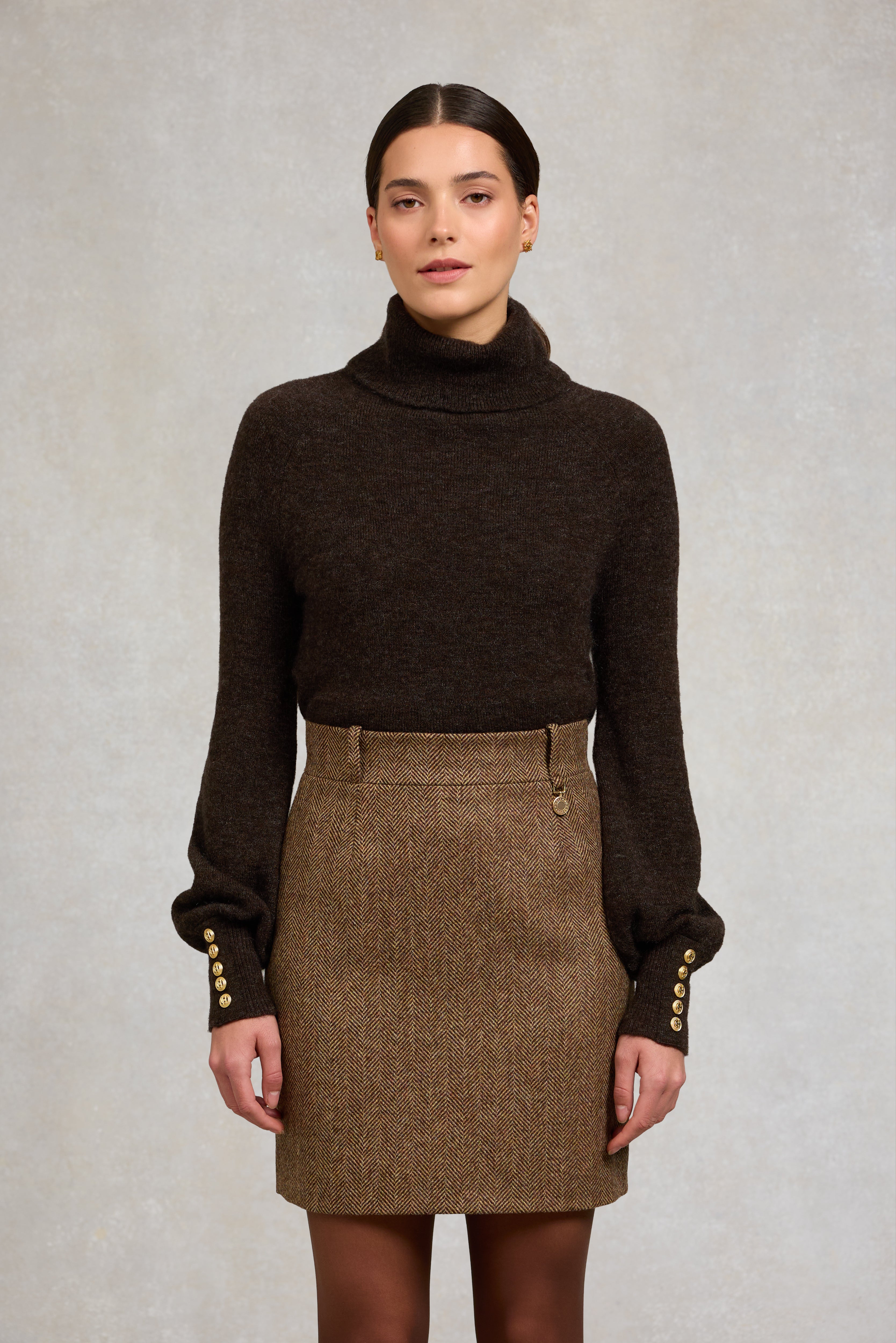 Regency Skirt (Large Scale Brown Herringbone) – Holland Cooper ®
