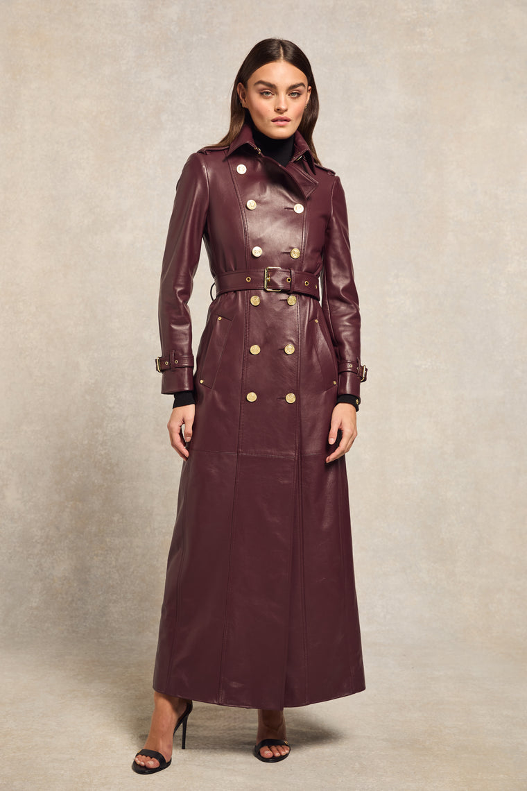 Jade's Oxblood Leather Trench Look