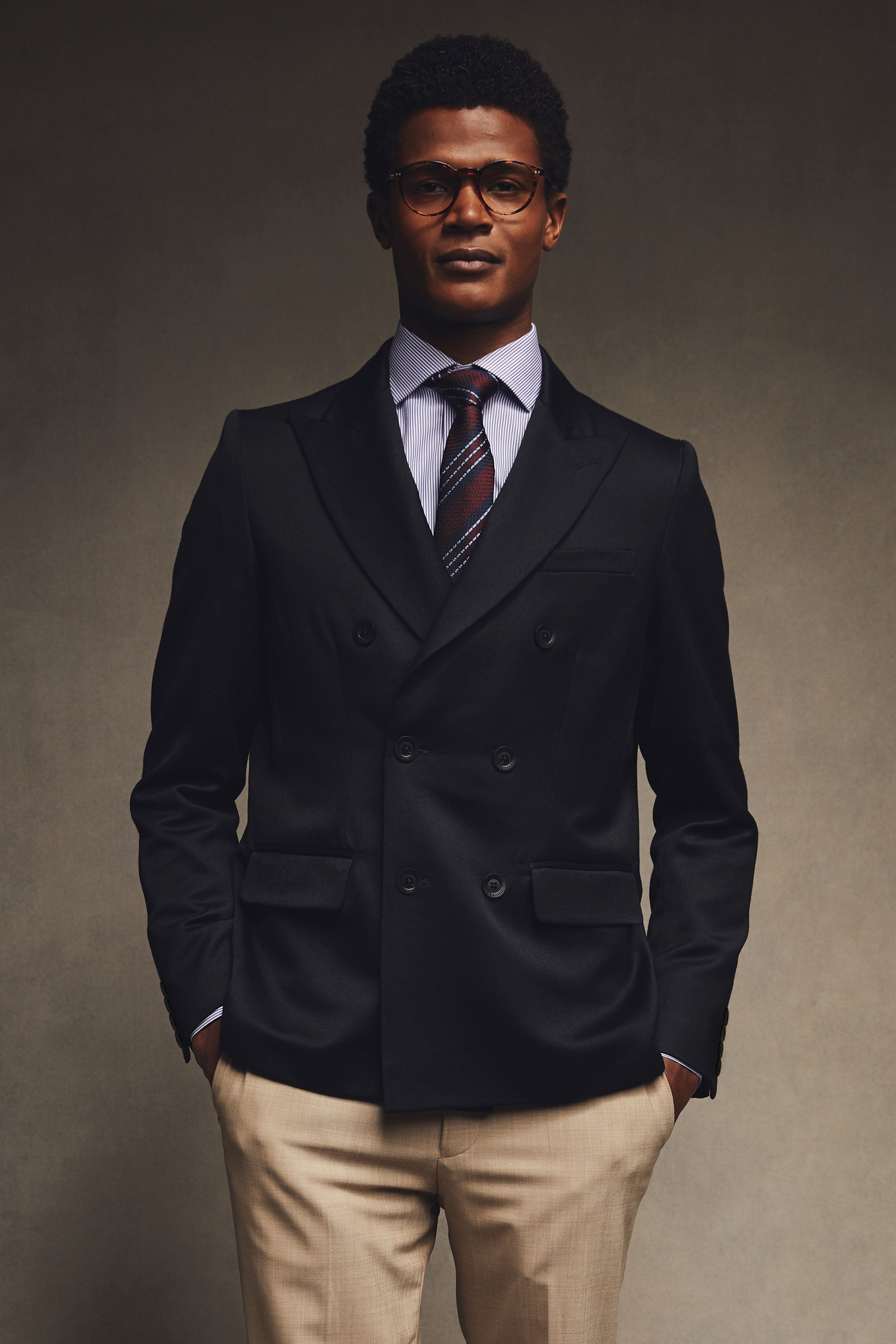 The Double Breasted Blazer (Black Barathea) - Main Image