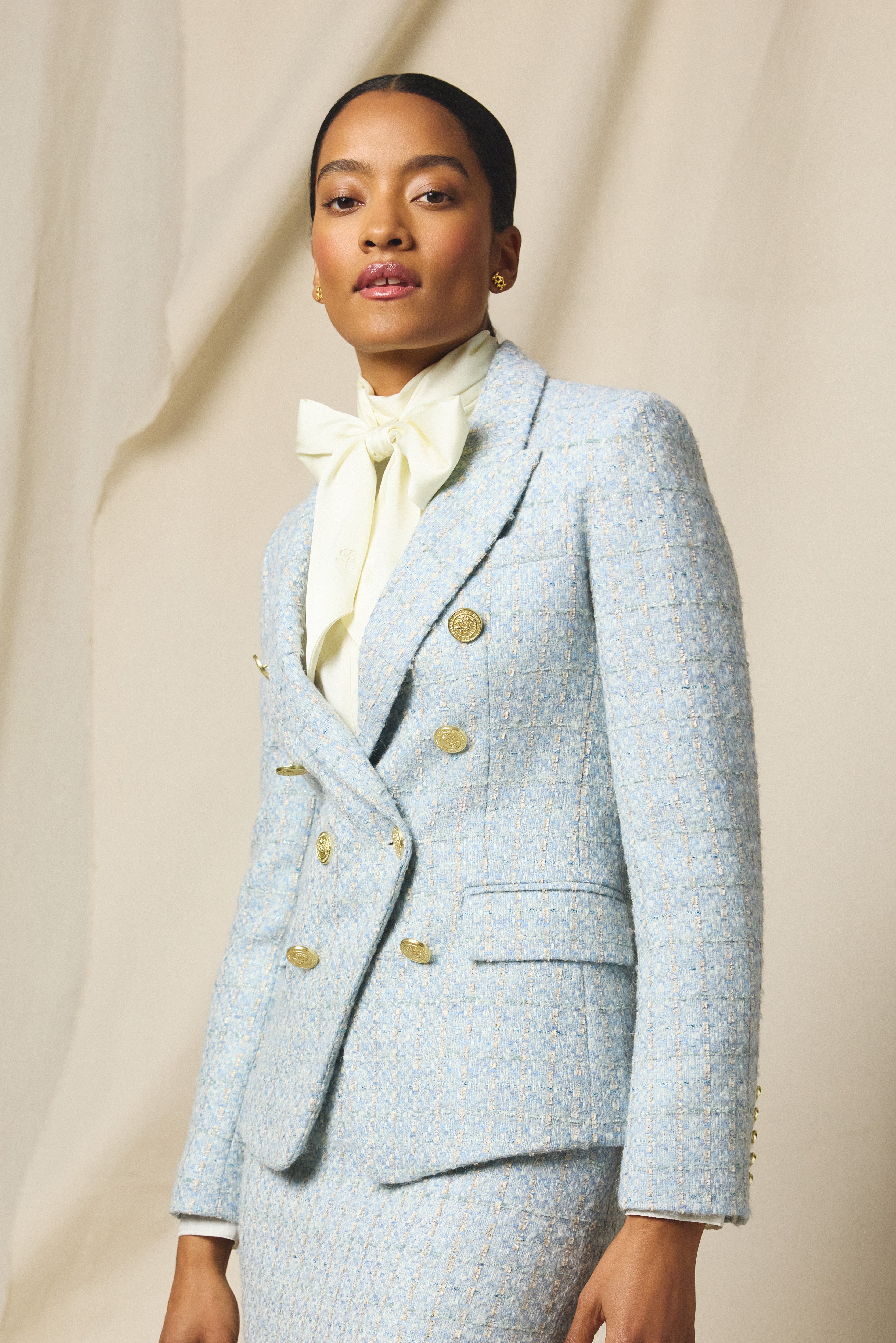 Knightsbridge Blazer (Sky Blue Boucle) – Holland Cooper ®