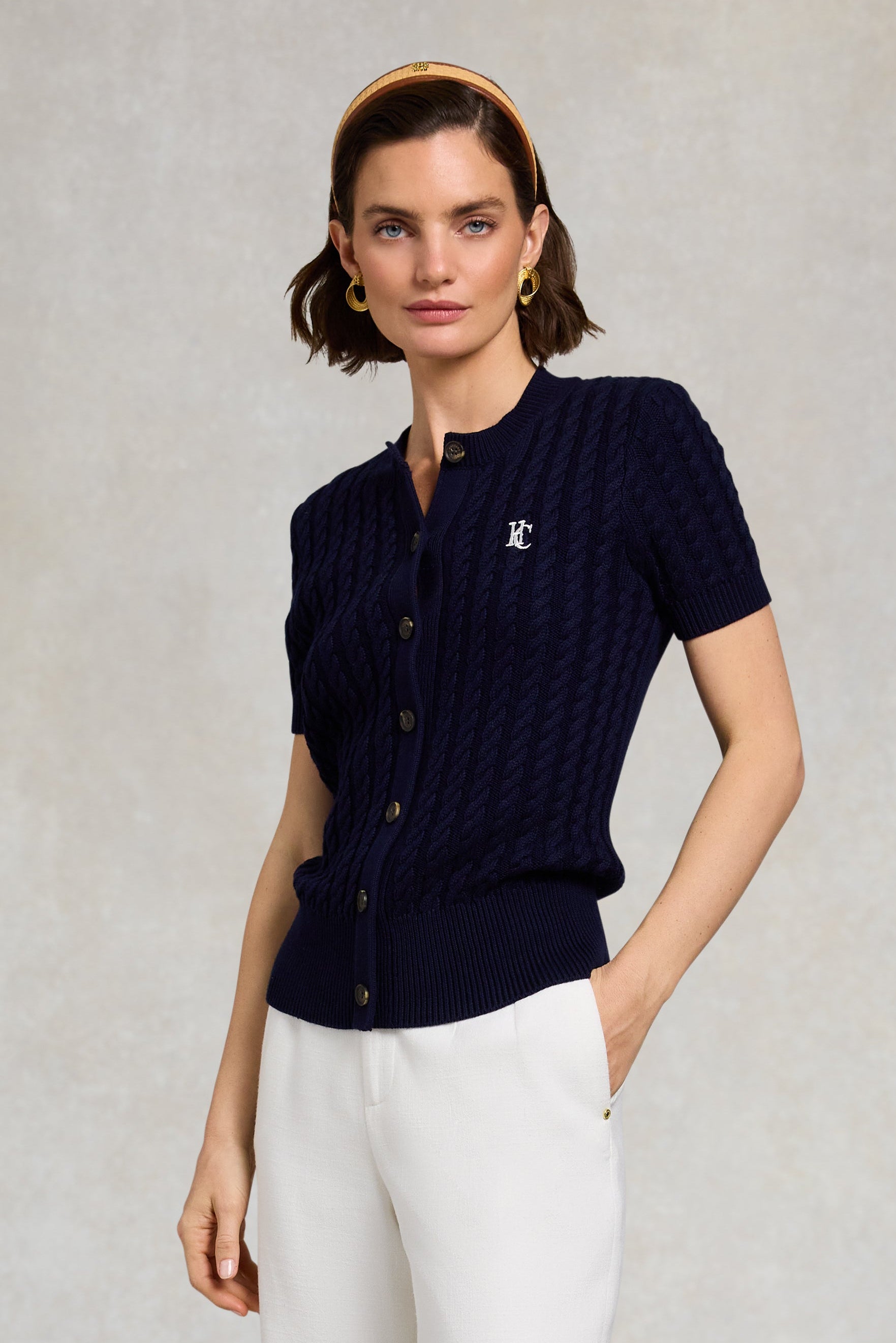 Cotswold Short Sleeve Cardigan (Ink Navy) – Holland Cooper ®