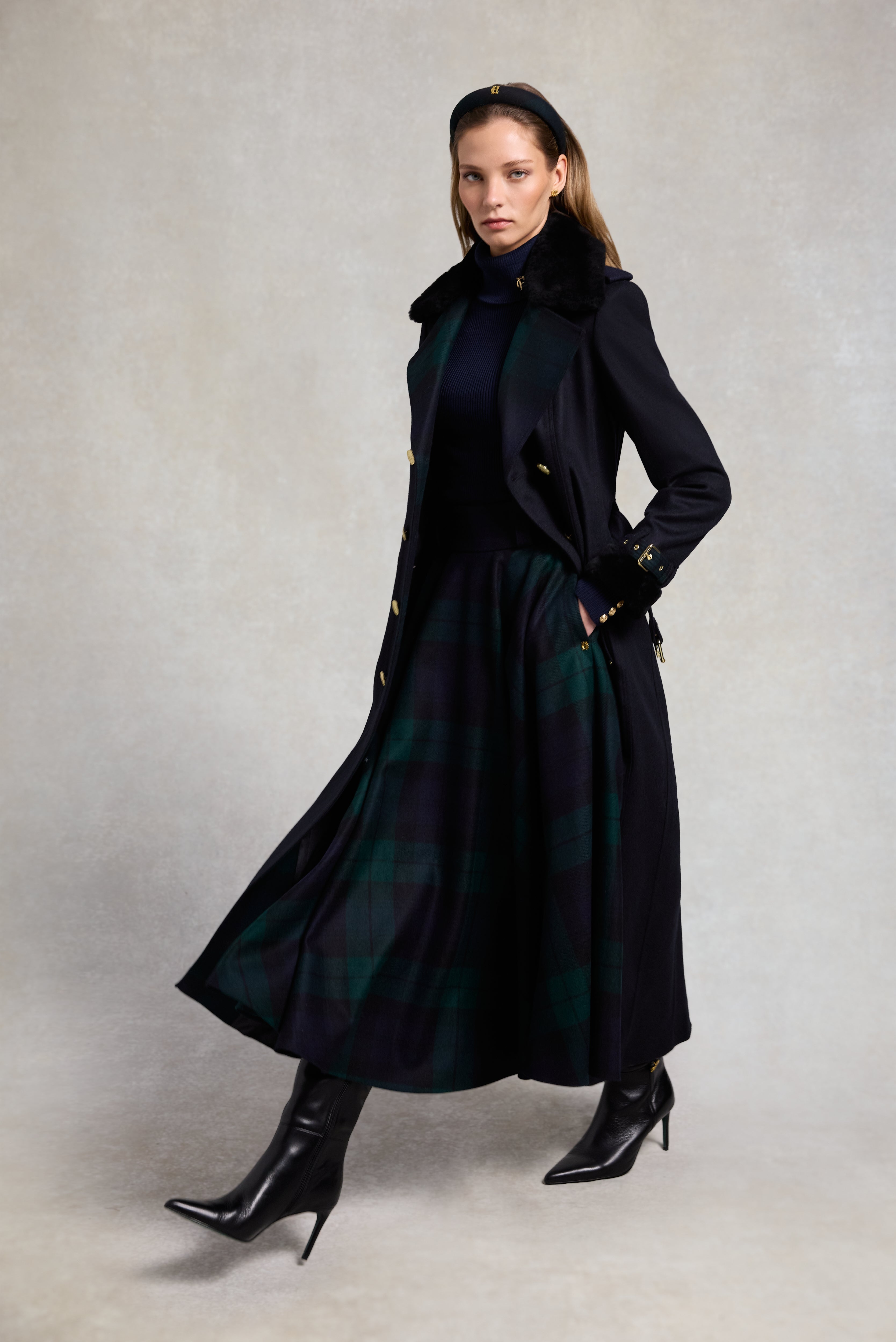 Gold Label Trench (Soft Navy Blackwatch) – Holland Cooper ®