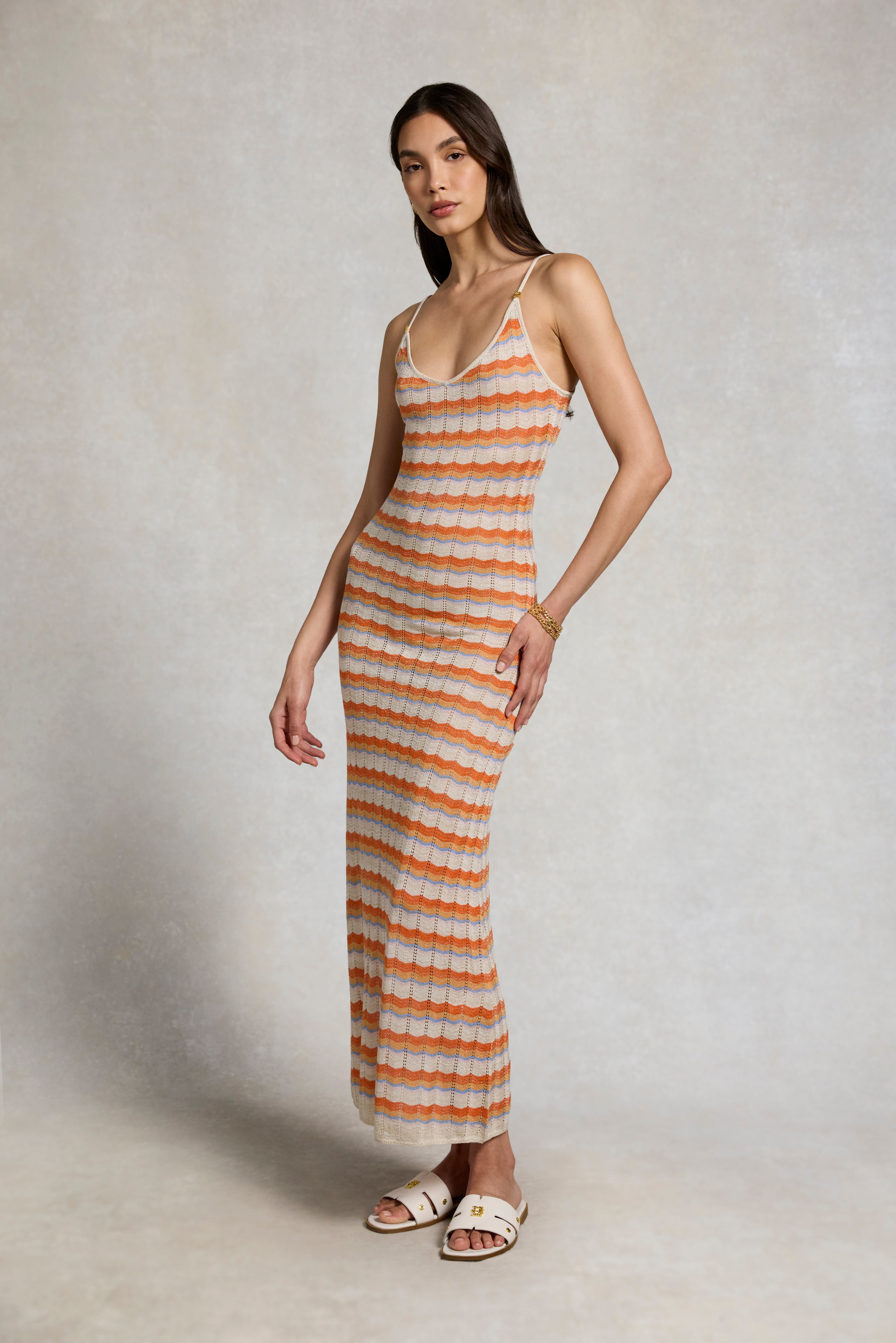 Cindy Crochet Maxi Dress (Sunset Stripe)