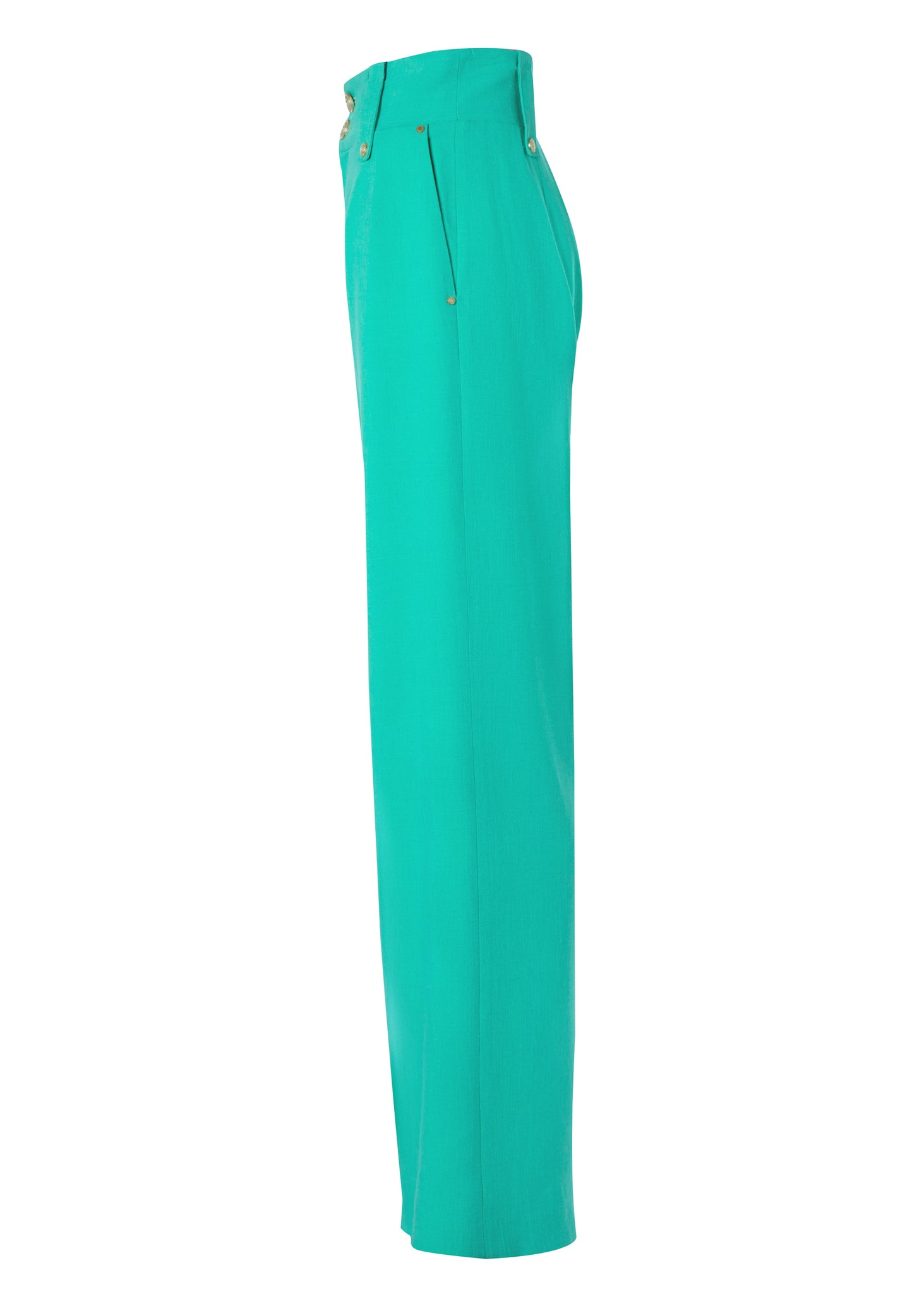 High Waisted Straight Trouser (Jade Linen)