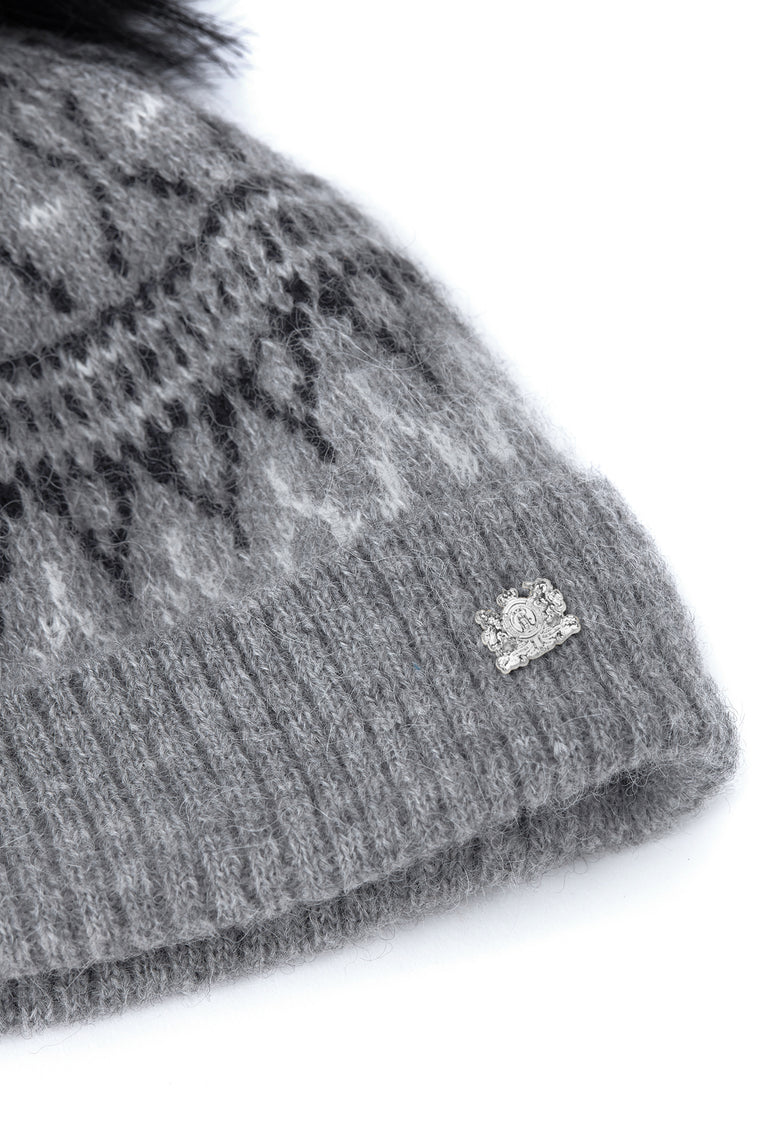 Little Fairisle Bobble Hat (Soft Grey)