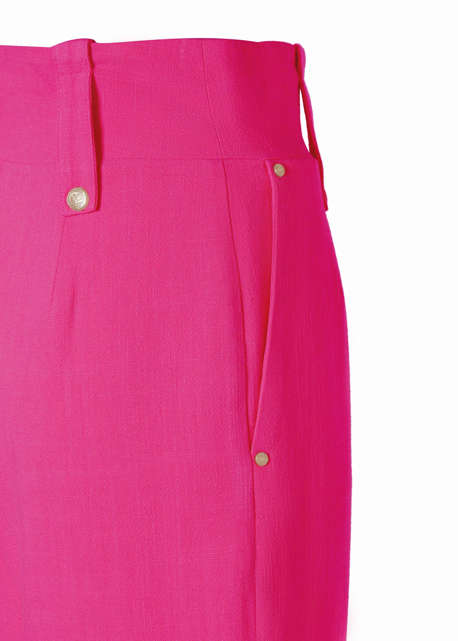 High Waisted Straight Trouser (Hot Pink Linen)
