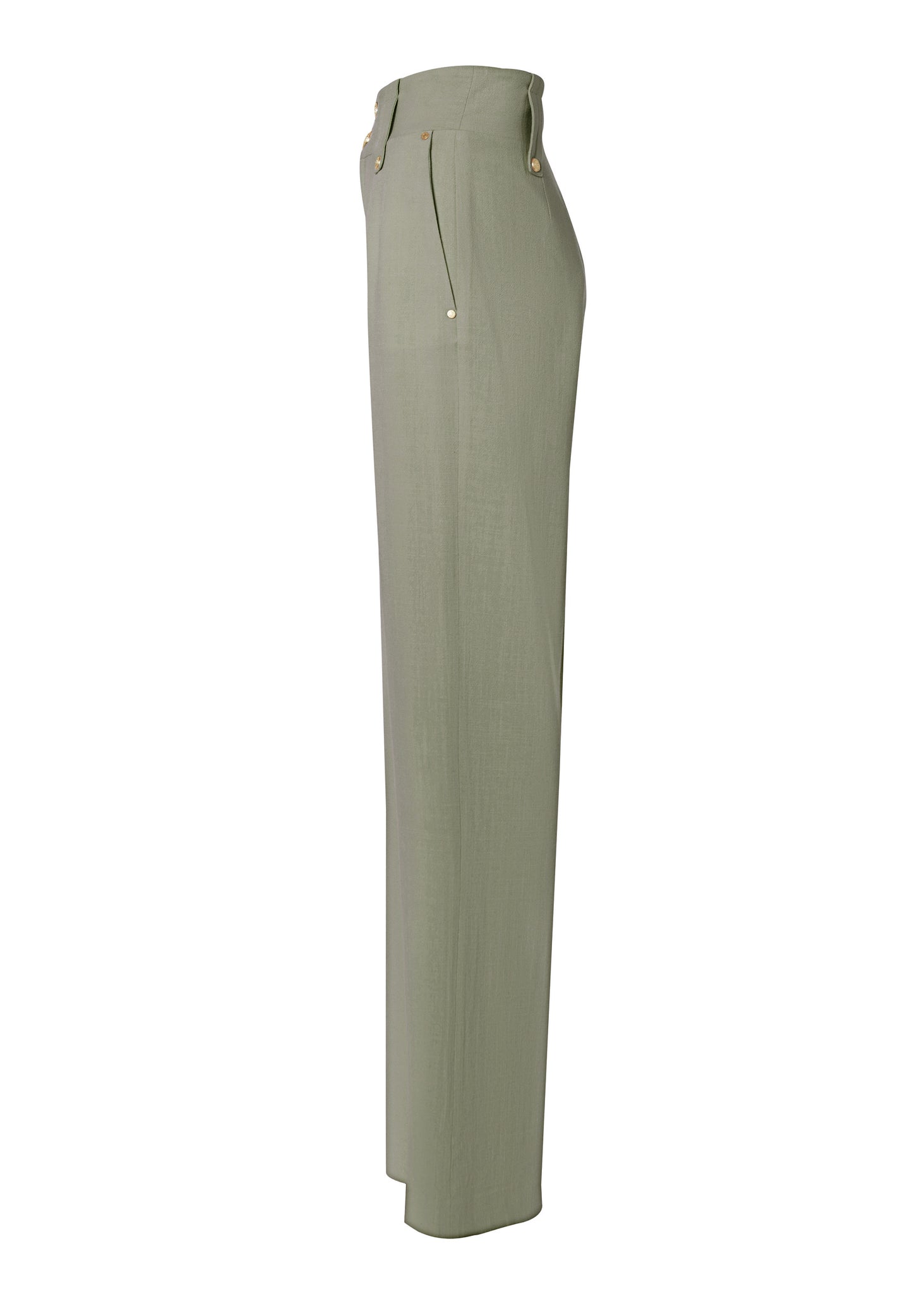High Waisted Straight Trouser (Sage Linen)