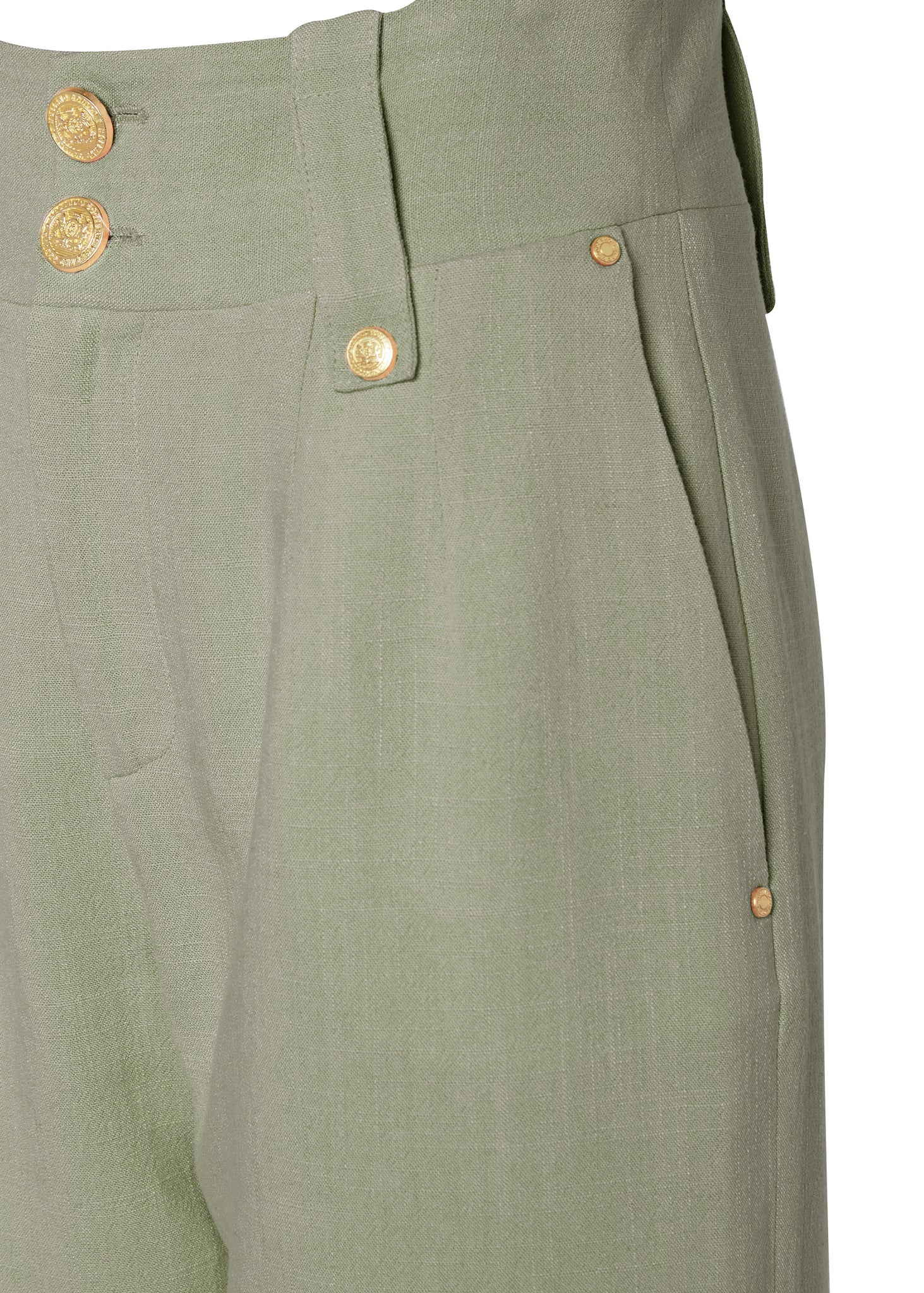 High Waisted Straight Trouser (Sage Linen)