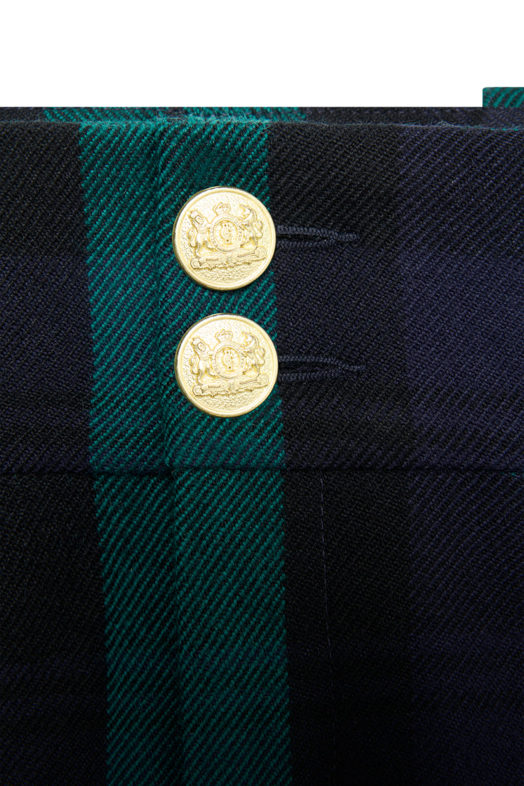 High Waisted Peg Trousers (Emerald Check)