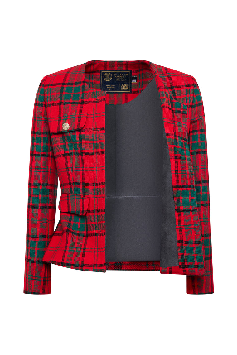 Tailored Peplum Jacket (Red Tartan)