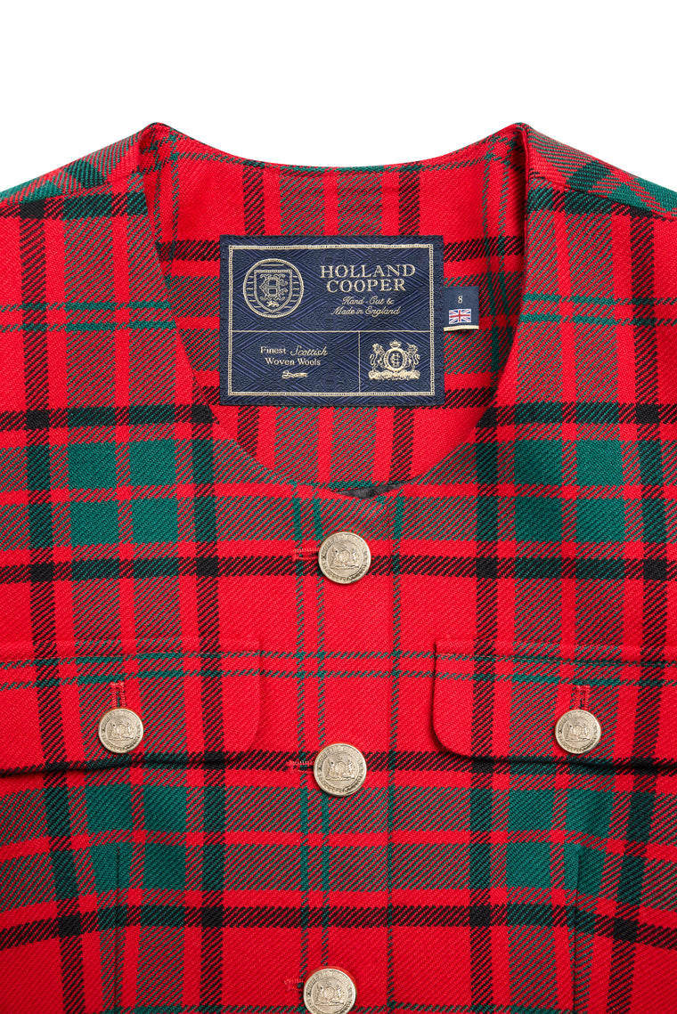 Tailored Peplum Jacket (Red Tartan)