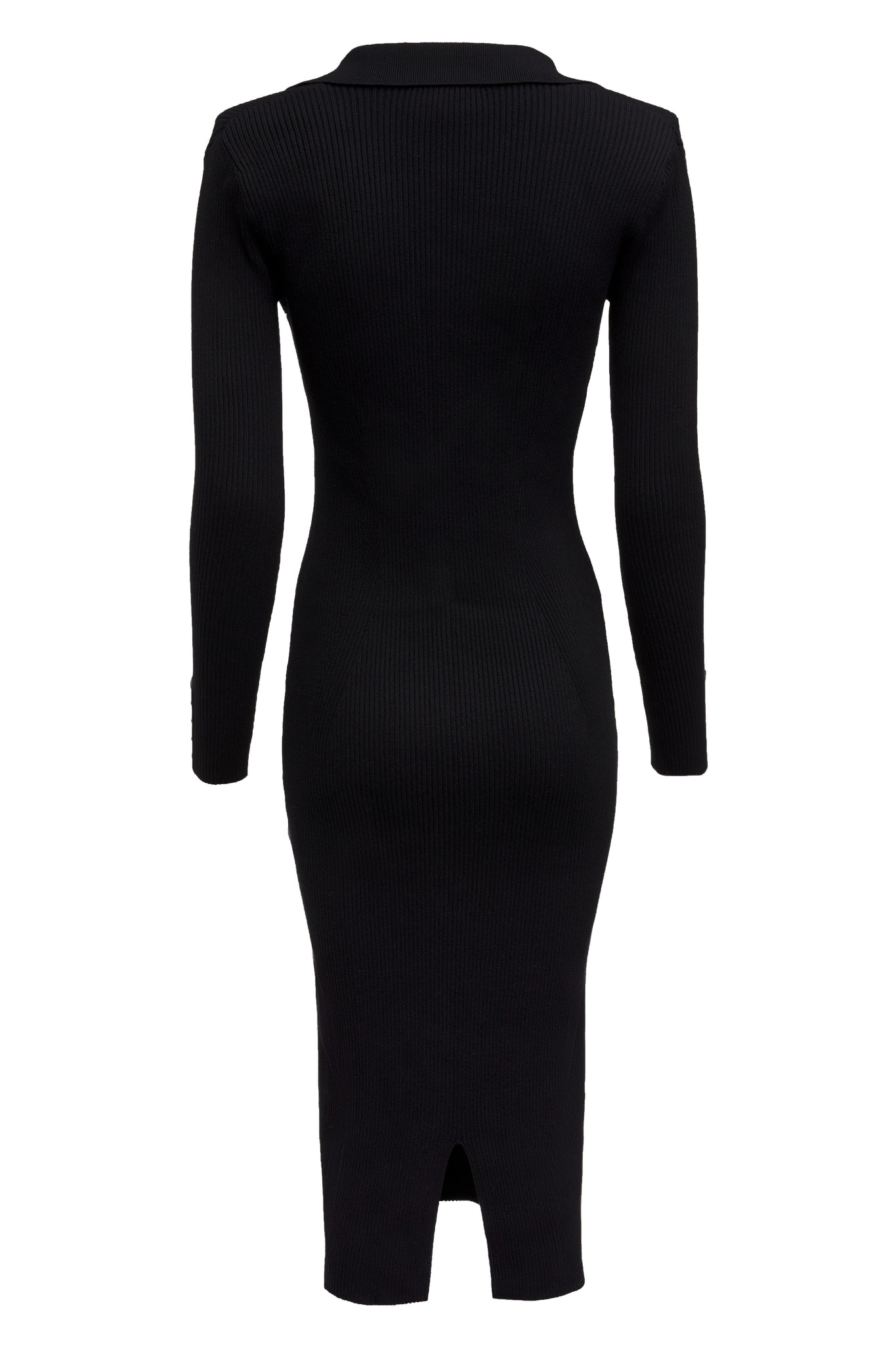 Knitted Shirt Dress (Black)