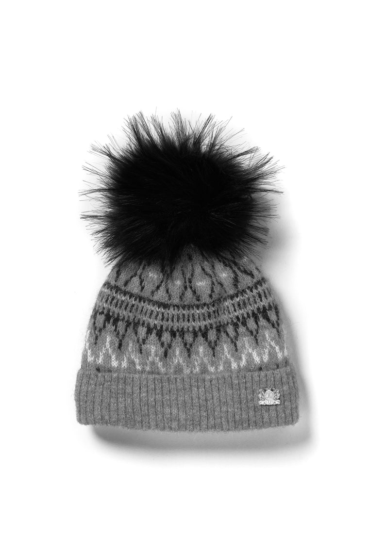 Little Fairisle Bobble Hat (Soft Grey)