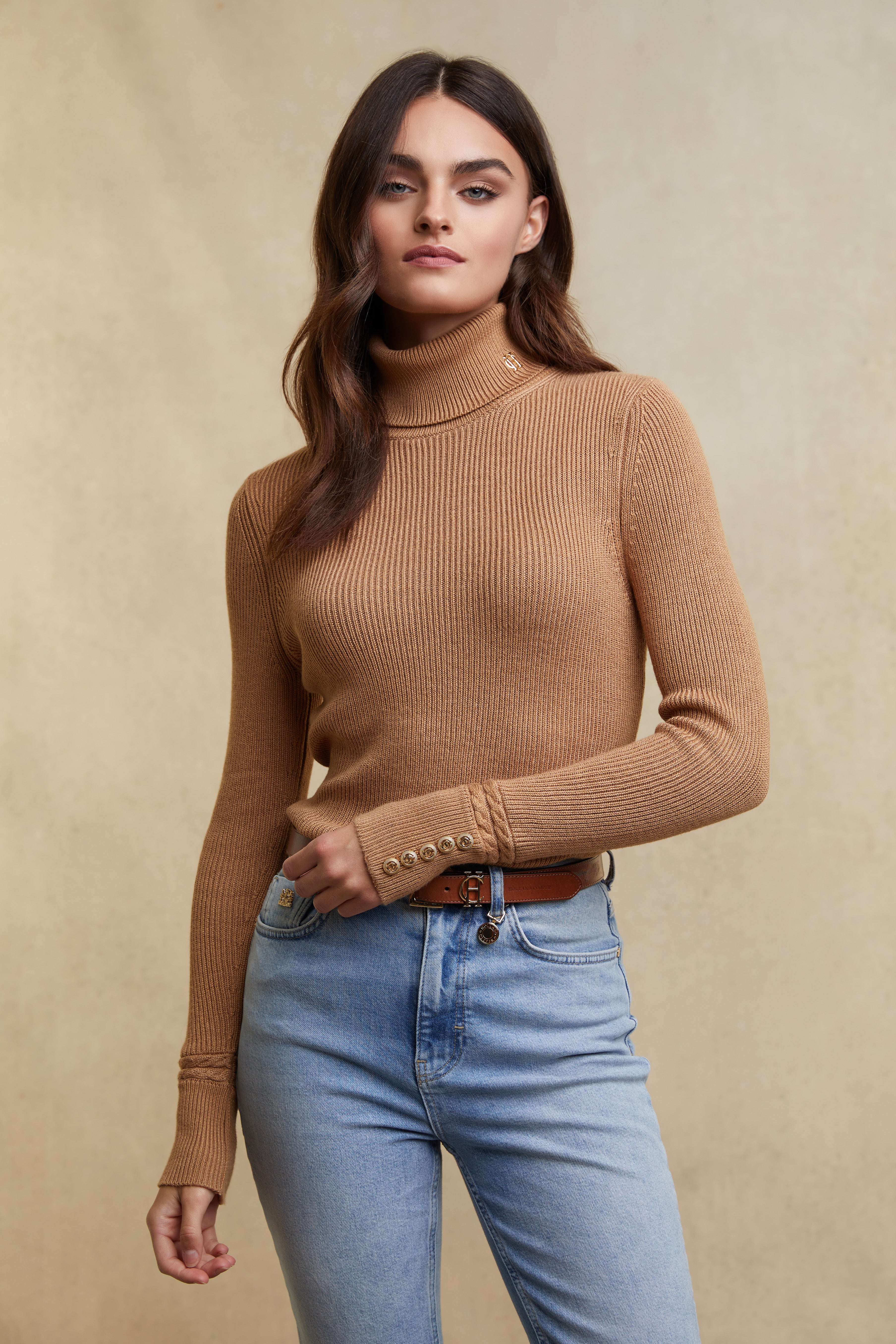 Painswick Roll Neck Knit (Caramel) - Main Image