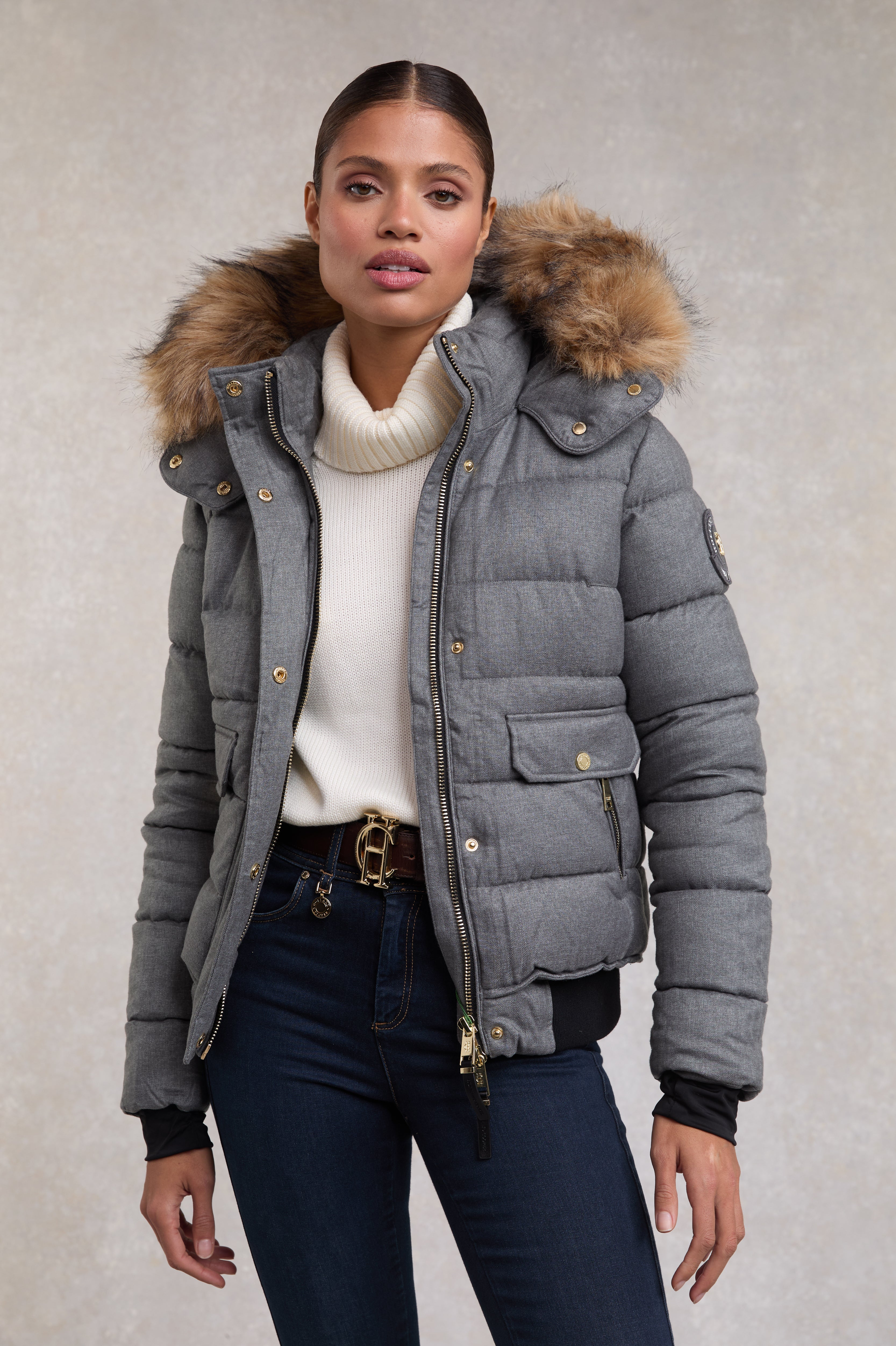Cervinia Puffer (Light Grey Tweed) - Main Image