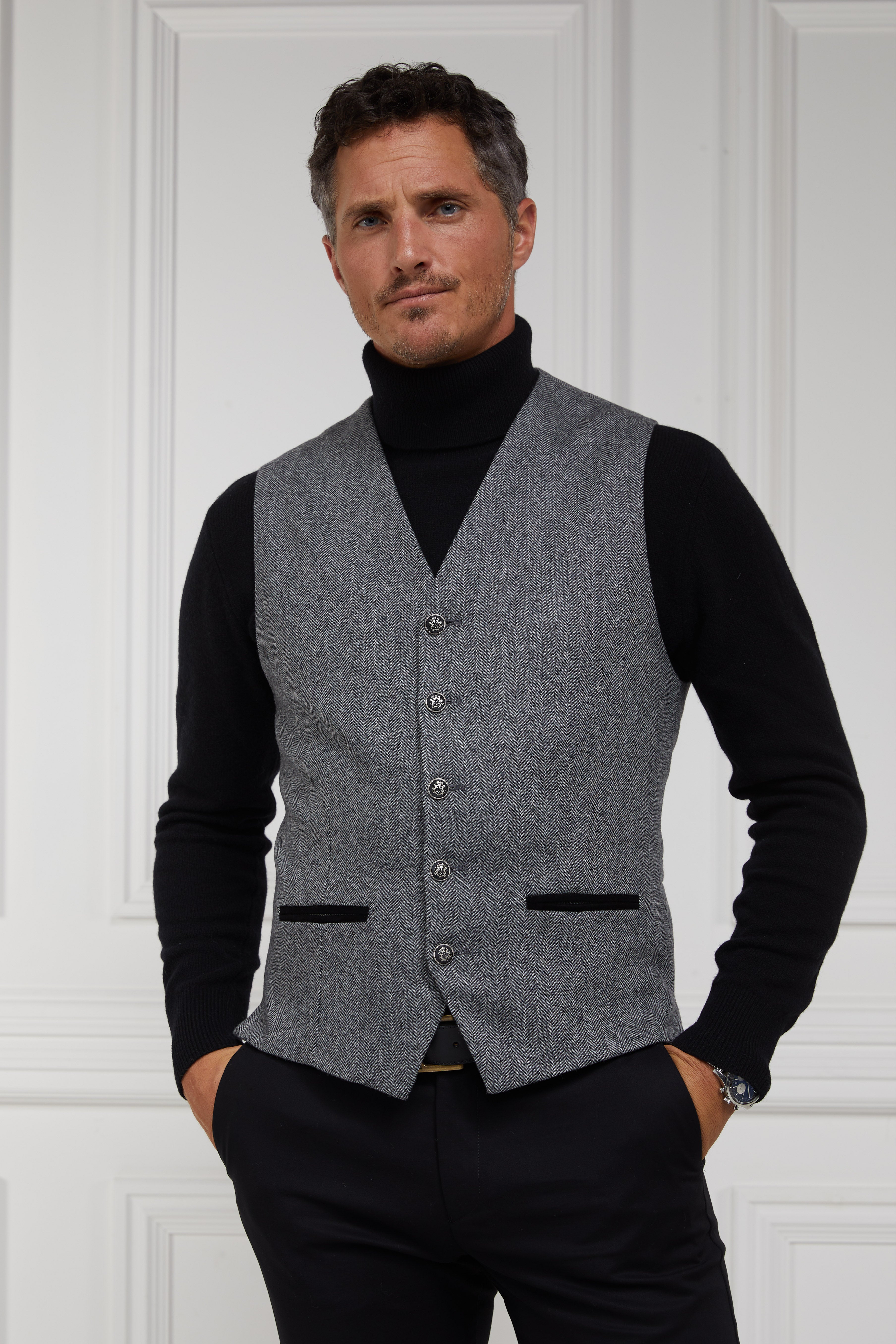 St James Waistcoat (Mono Herringbone) - Main Image