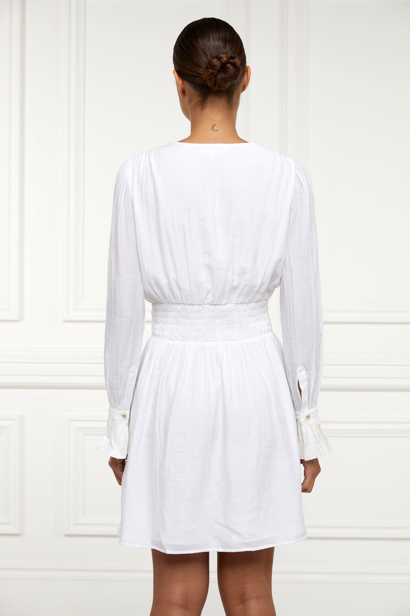 Phoebe V-Neck Mini Dress (White)