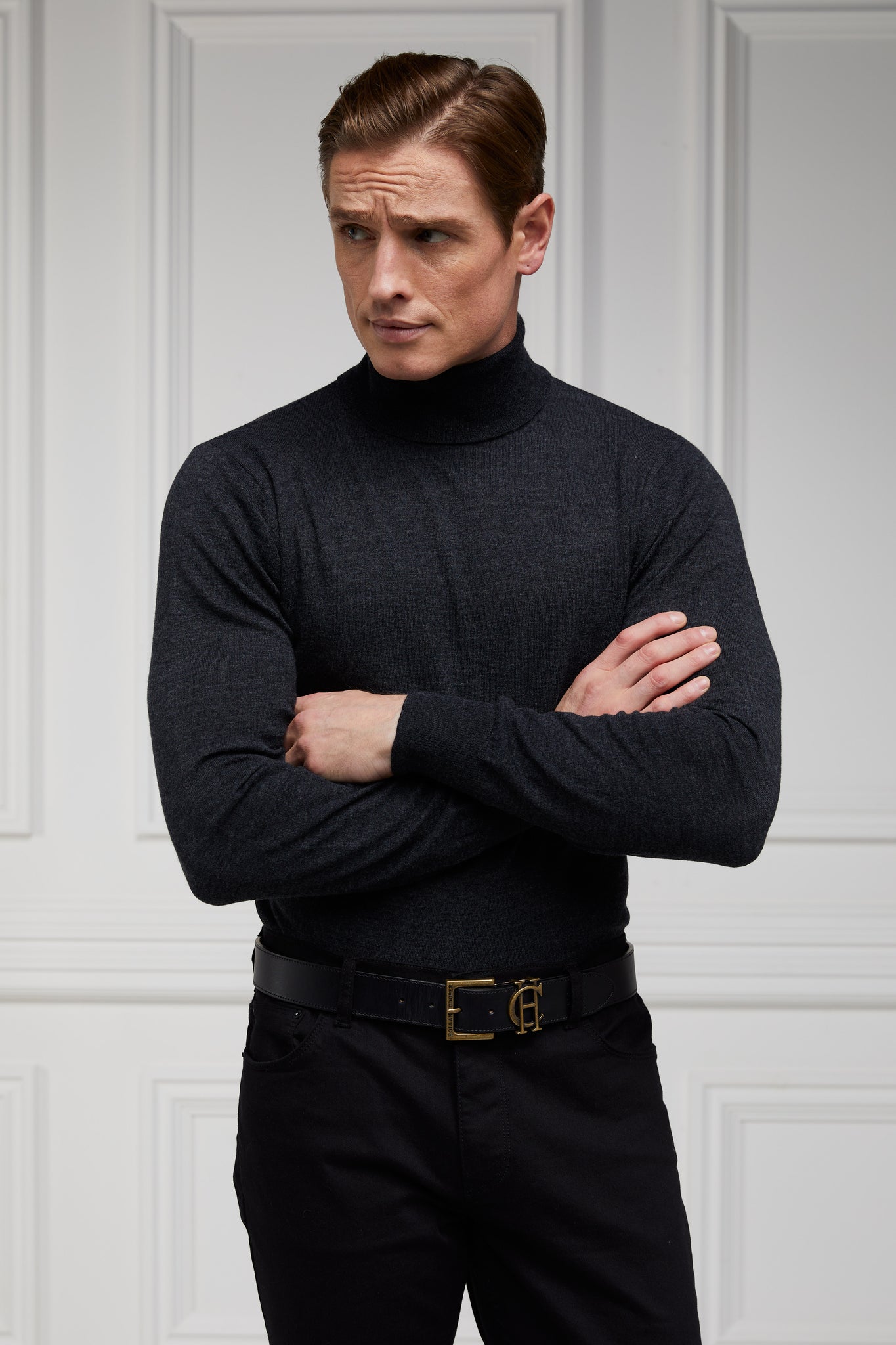 Fine Roll Neck Knit (Charcoal)