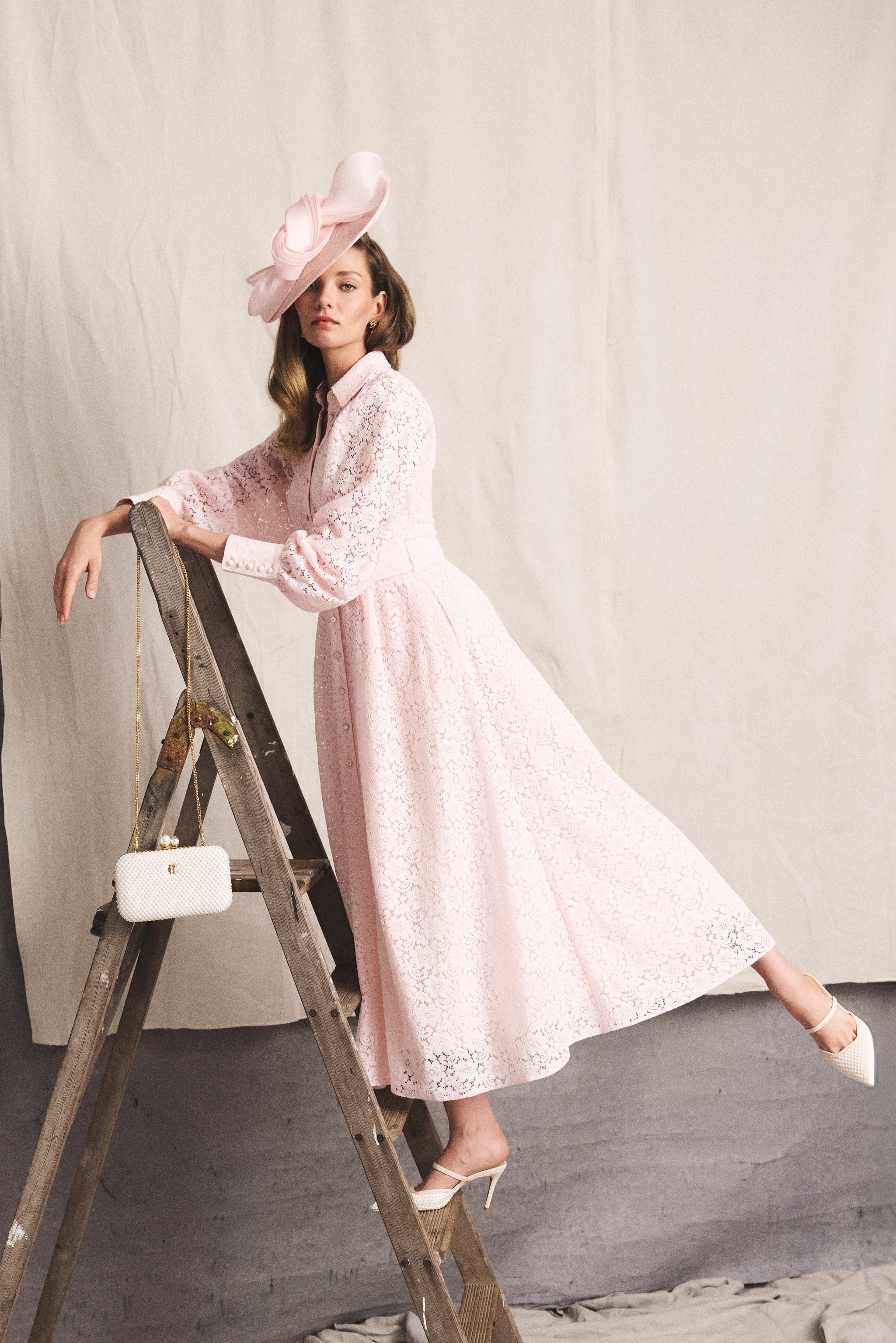 knee length dresses for ladies Iona Lace Dress (Blush)