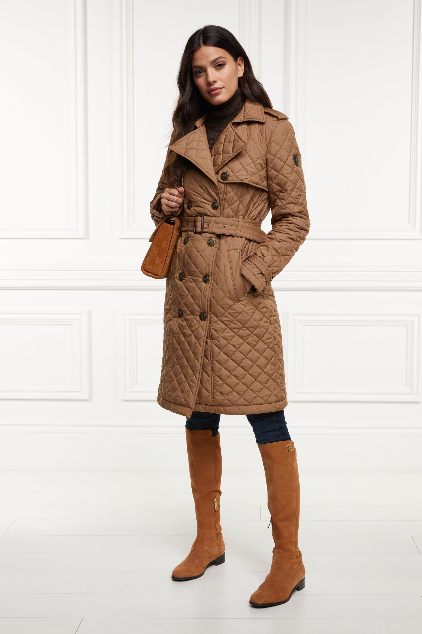 Grayson Quilted Trench Coat (Coffee)