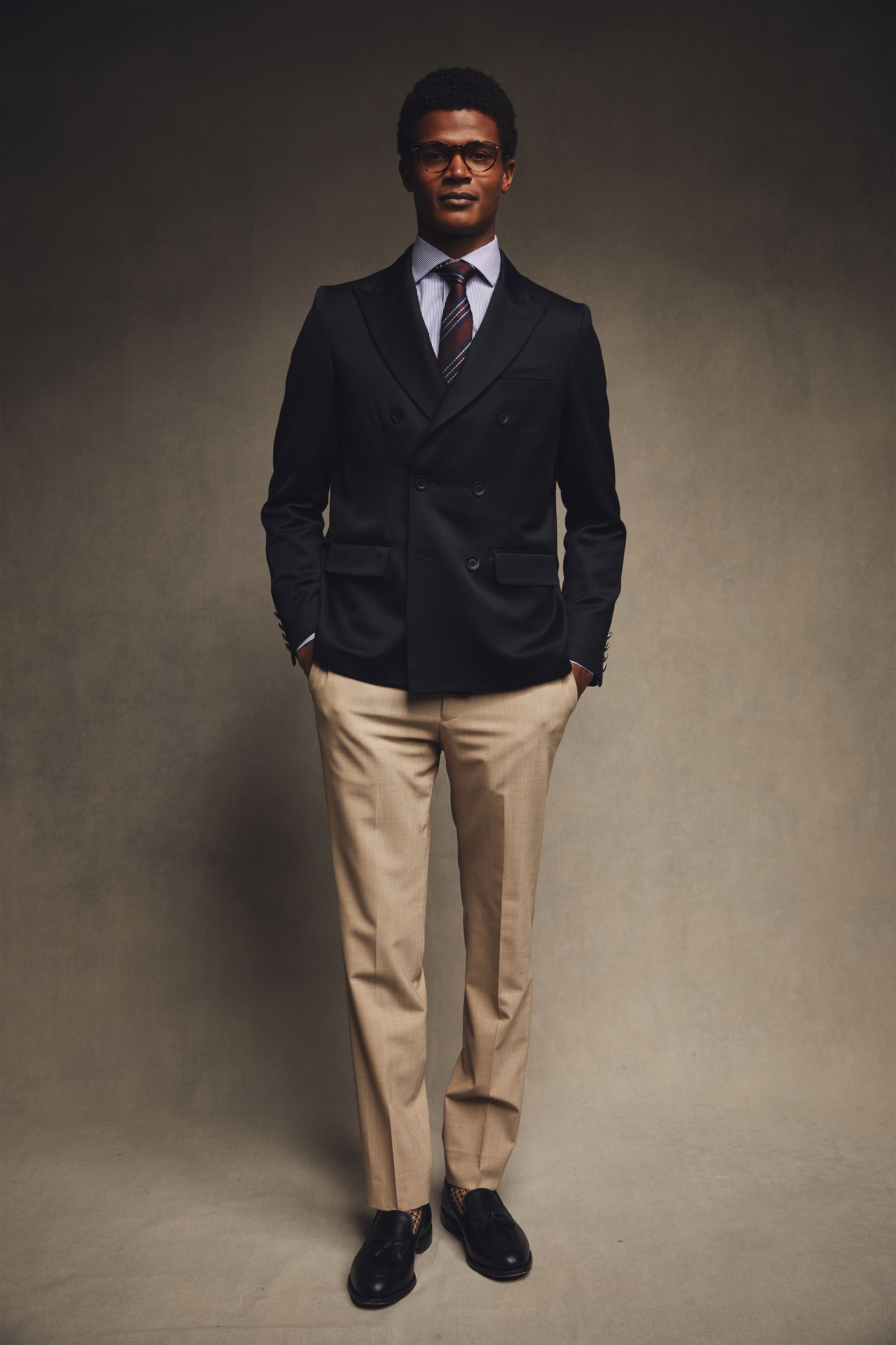 Mens Double Breasted Poplin Dress Blazer in Black main image 0