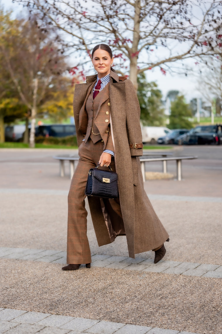 Jade's Clarence Check Merlot Look