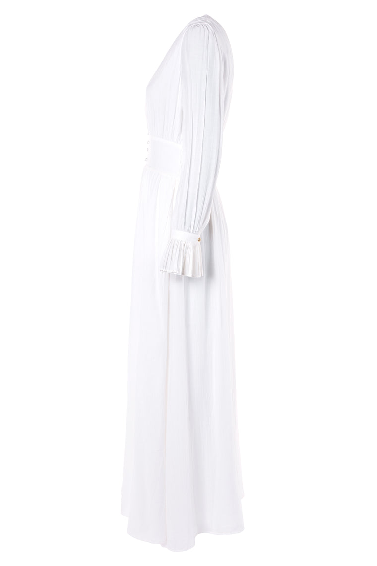 Phoebe V-Neck Maxi Dress (White)
