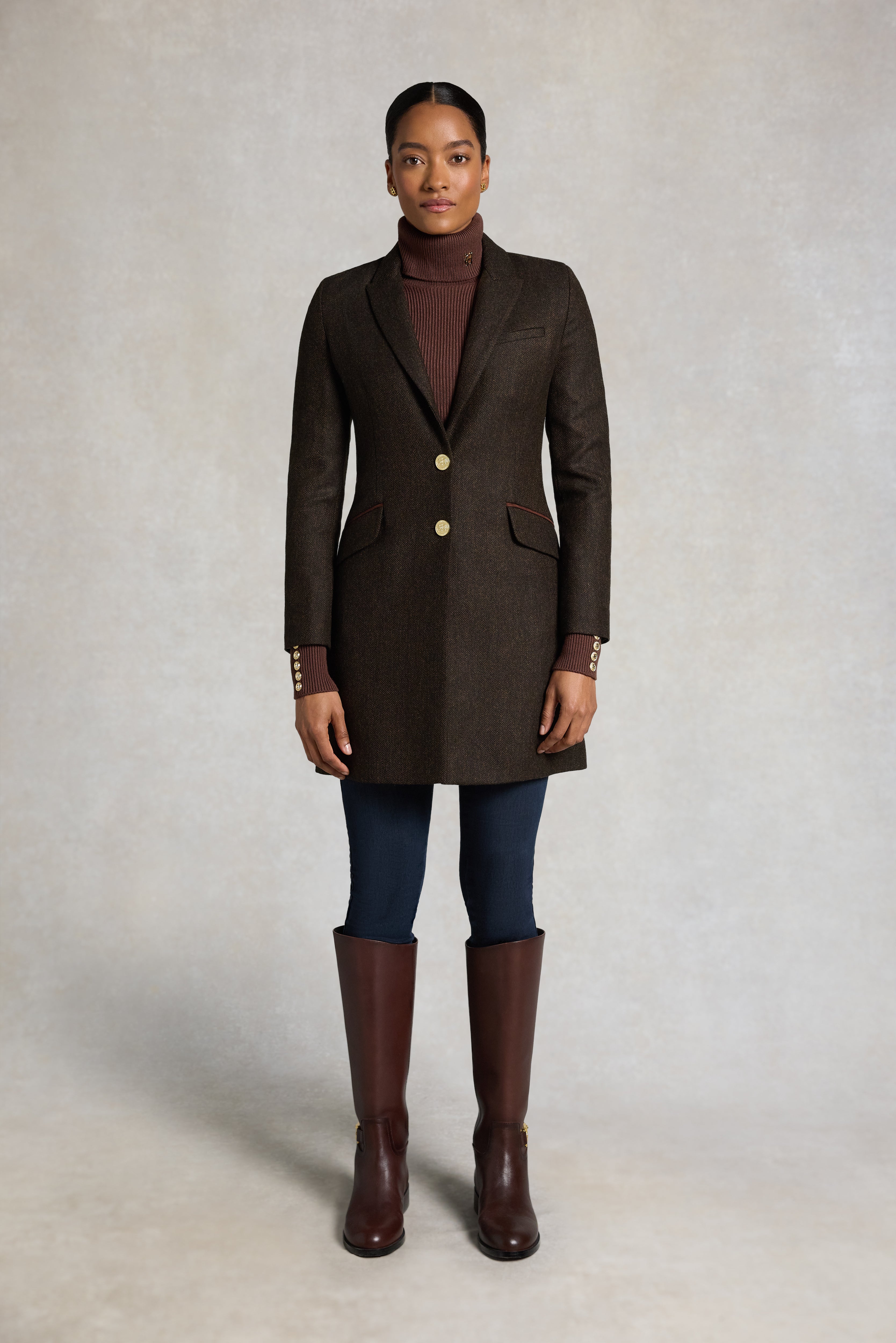 Highgrove Coat (Chocolate Herringbone) – Holland Cooper ®