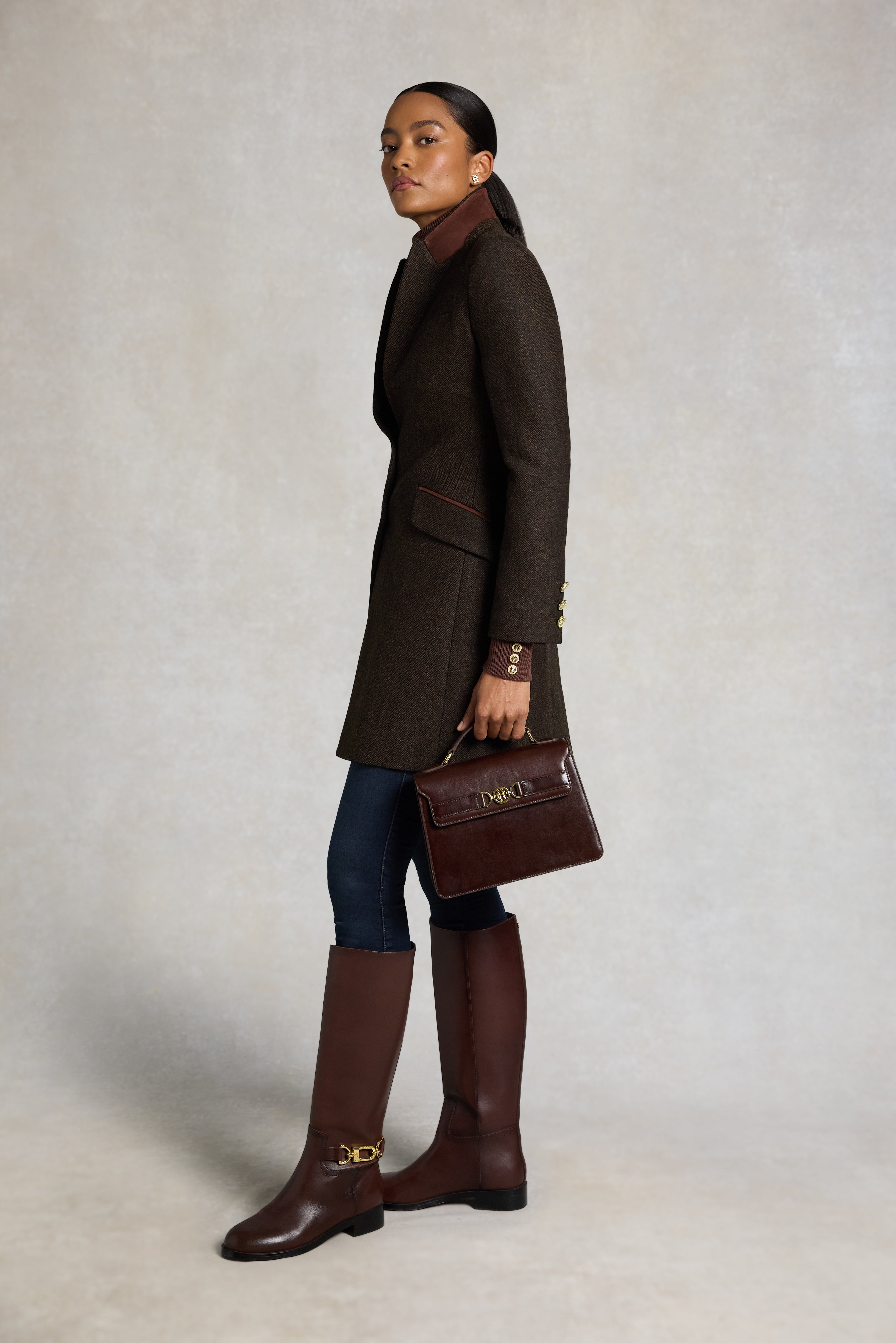 Highgrove Coat (Chocolate Herringbone) – Holland Cooper ®
