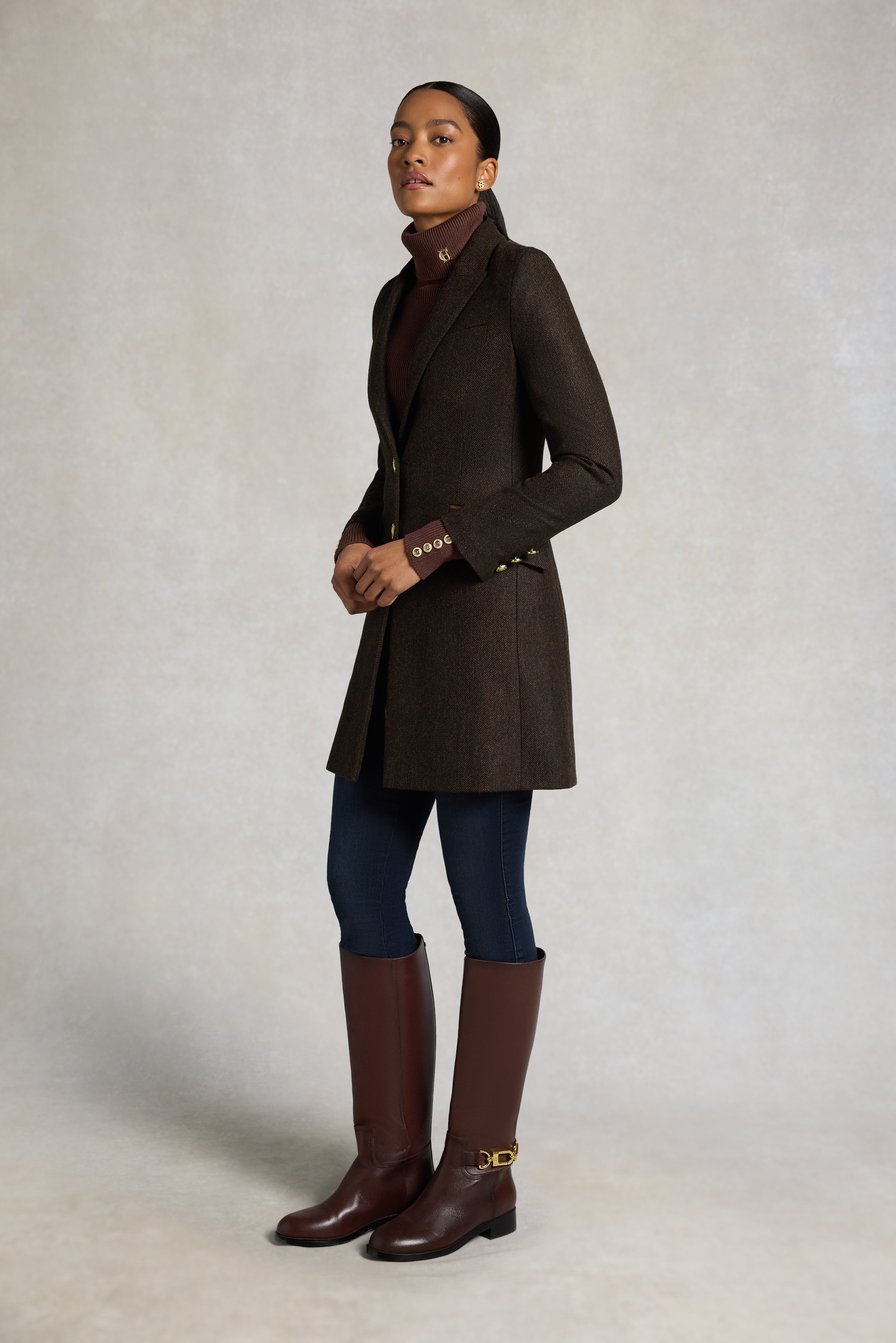 Highgrove Coat (Chocolate Herringbone) – Holland Cooper ®