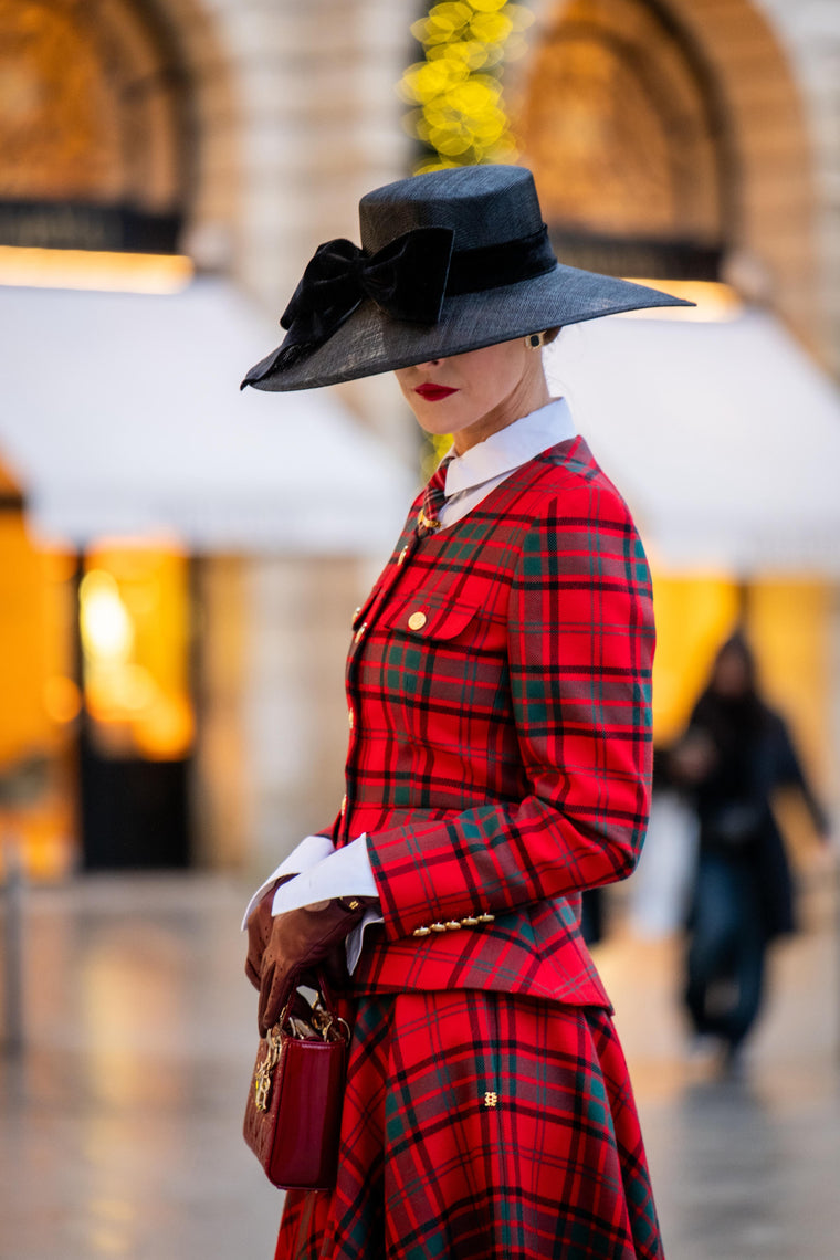 Tailored Peplum Jacket (Red Tartan)