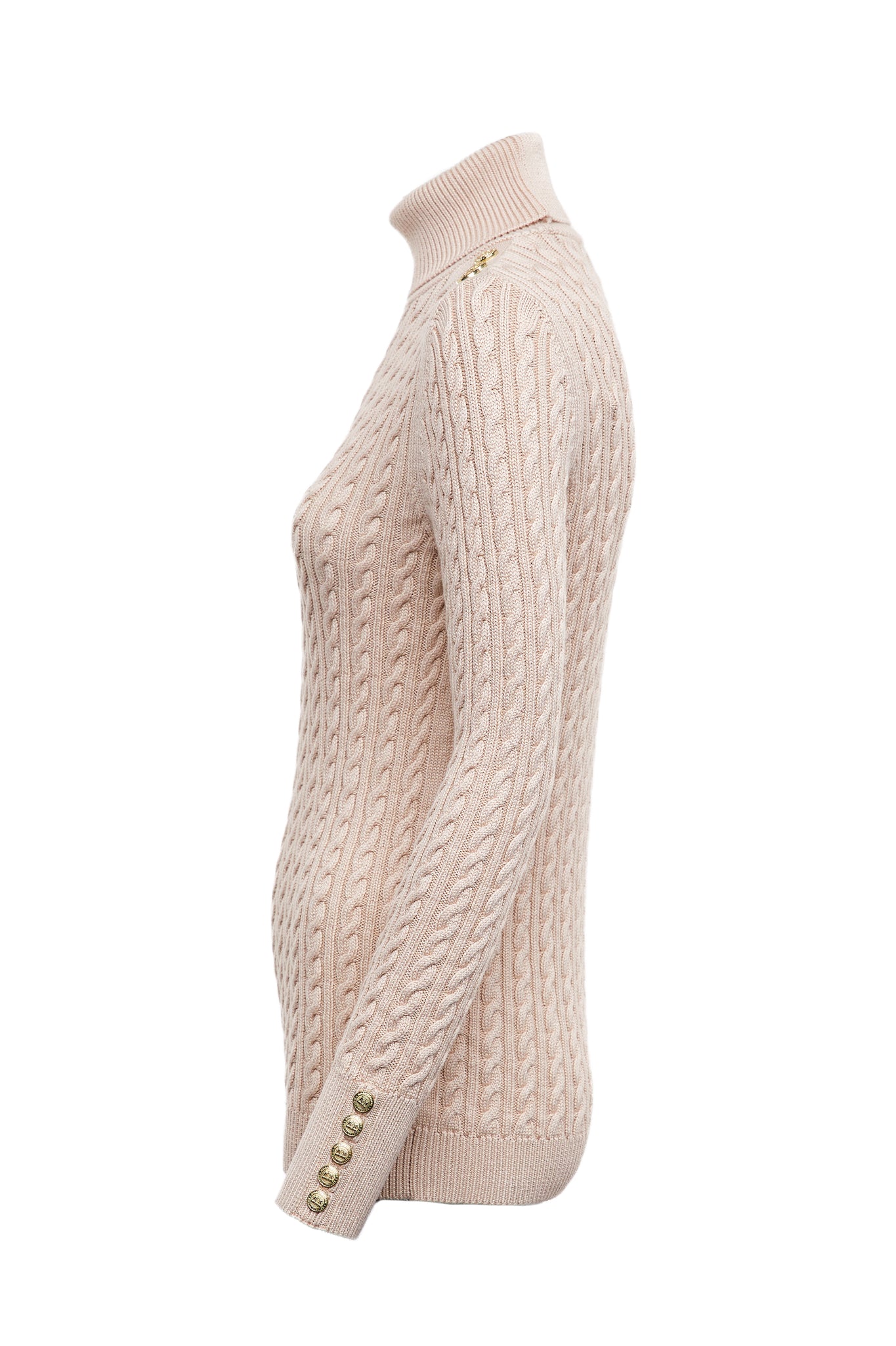 Seattle Roll Neck Cable Knit (Oatmeal)