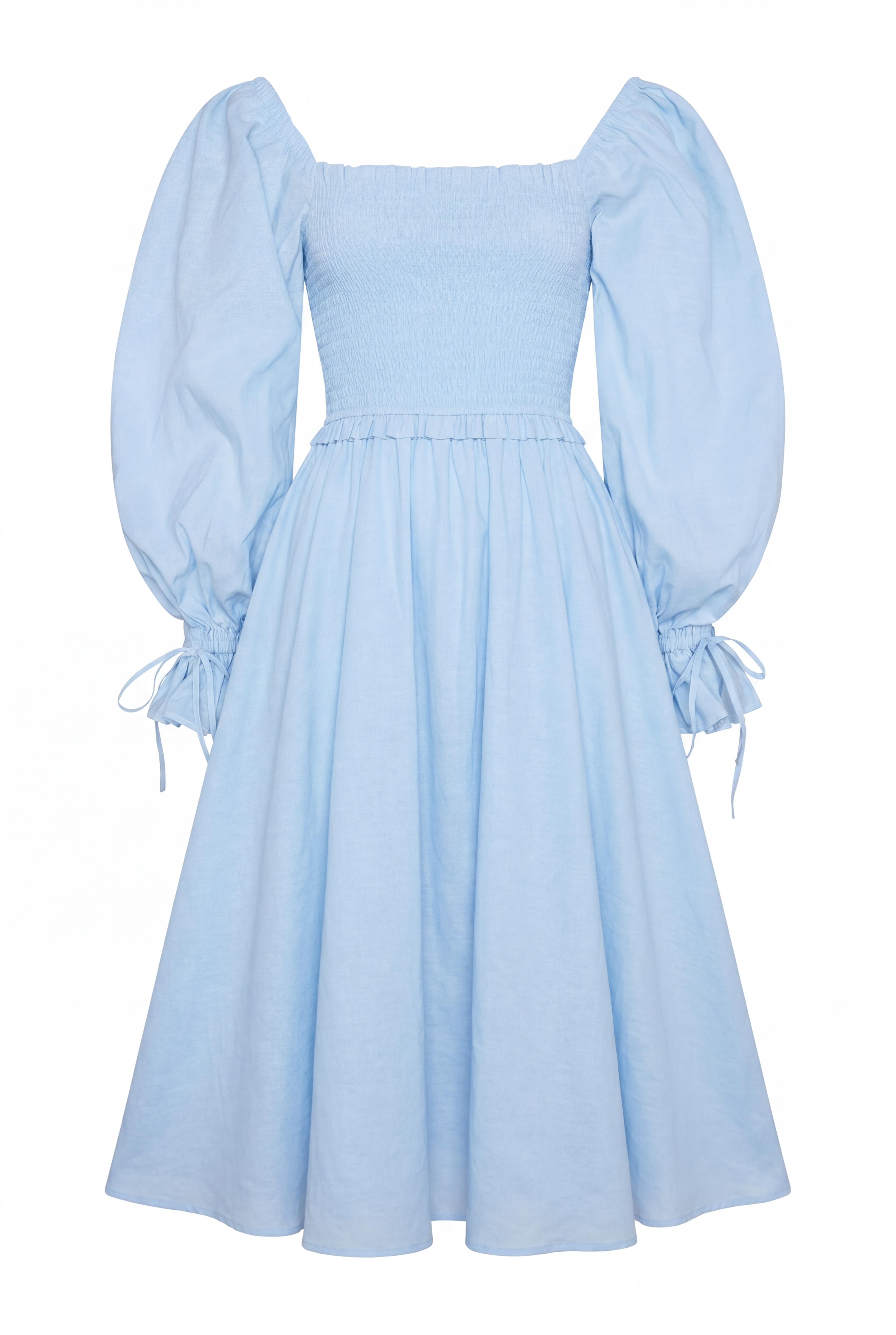 light blue smock dress The (Pale Chambray) Look – Holland Cooper ® model:Whynter Its empire silhouette provides Corset-Bodice Long A-Line Prom Embroidery Dress length type:Knee Length