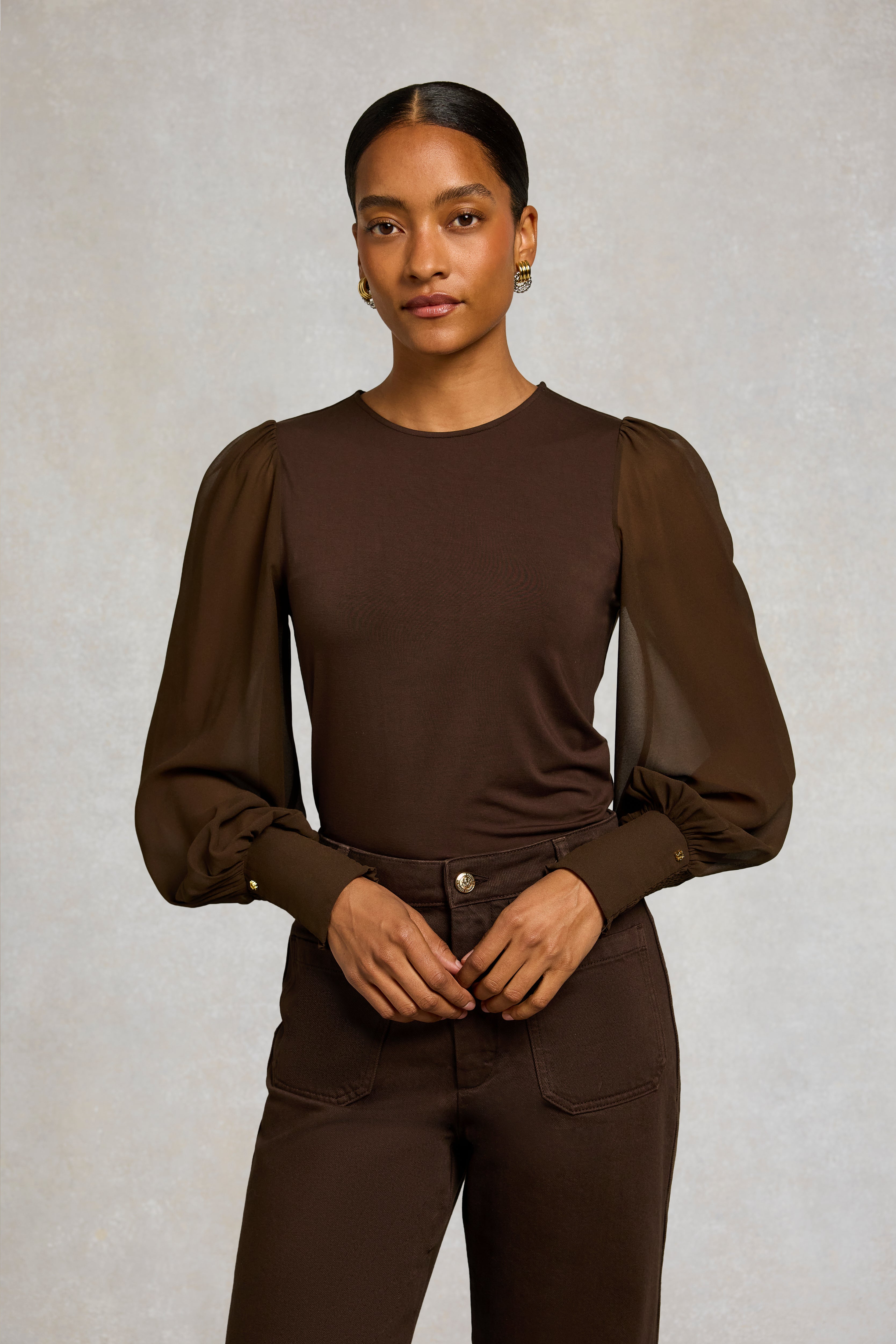 Supersoft Balloon Sleeve Top (Chocolate) – Holland Cooper ®