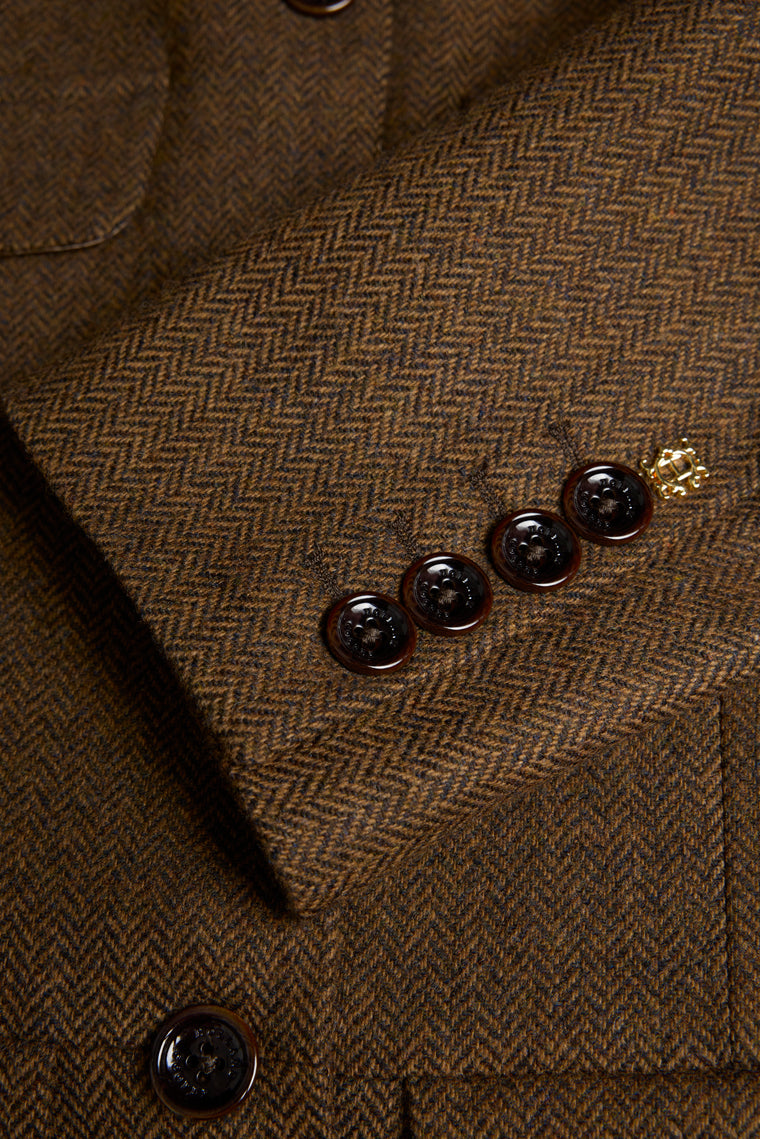 Tailored Peplum Jacket (Tobacco Herringbone)