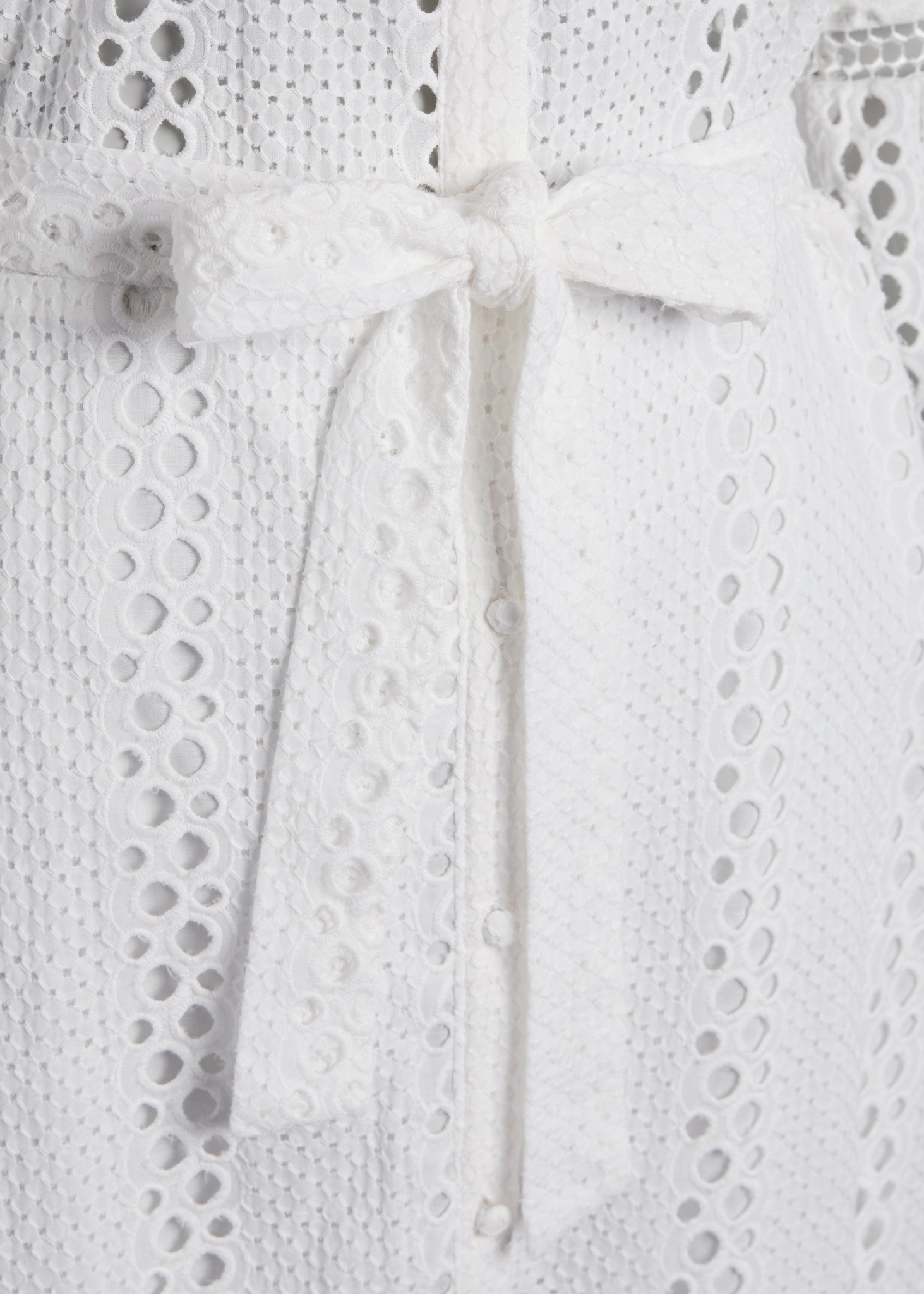 Broderie Lace Tie Midi Dress (White)