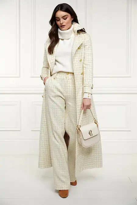 High Waisted Straight Trouser (Ivory Sparkle Tweed)